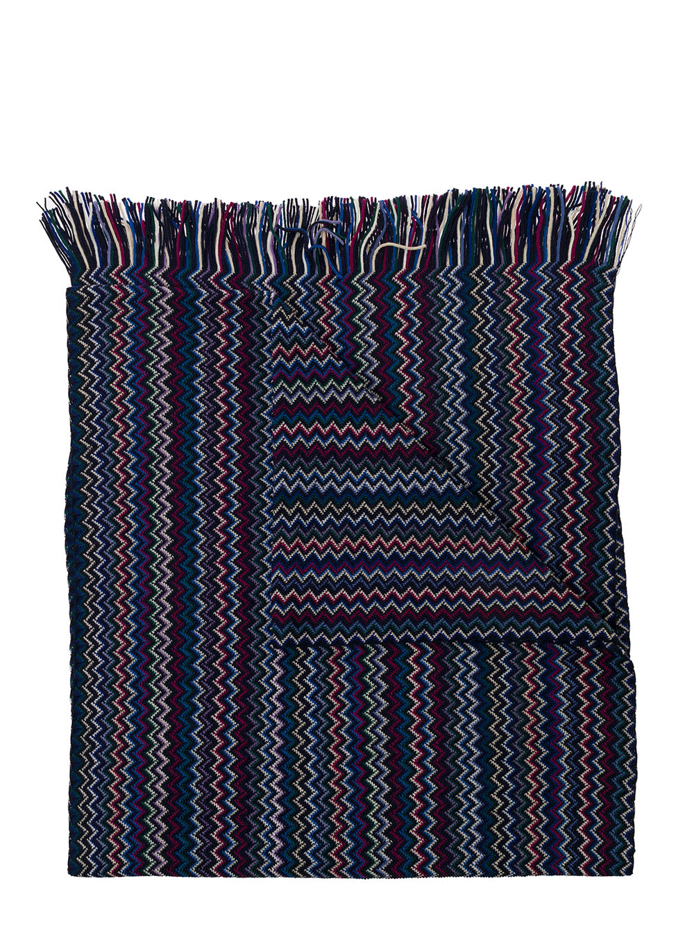Missoni Multicolor Signature Zig-zag Knitted Scarf With Tassels In Wool Man