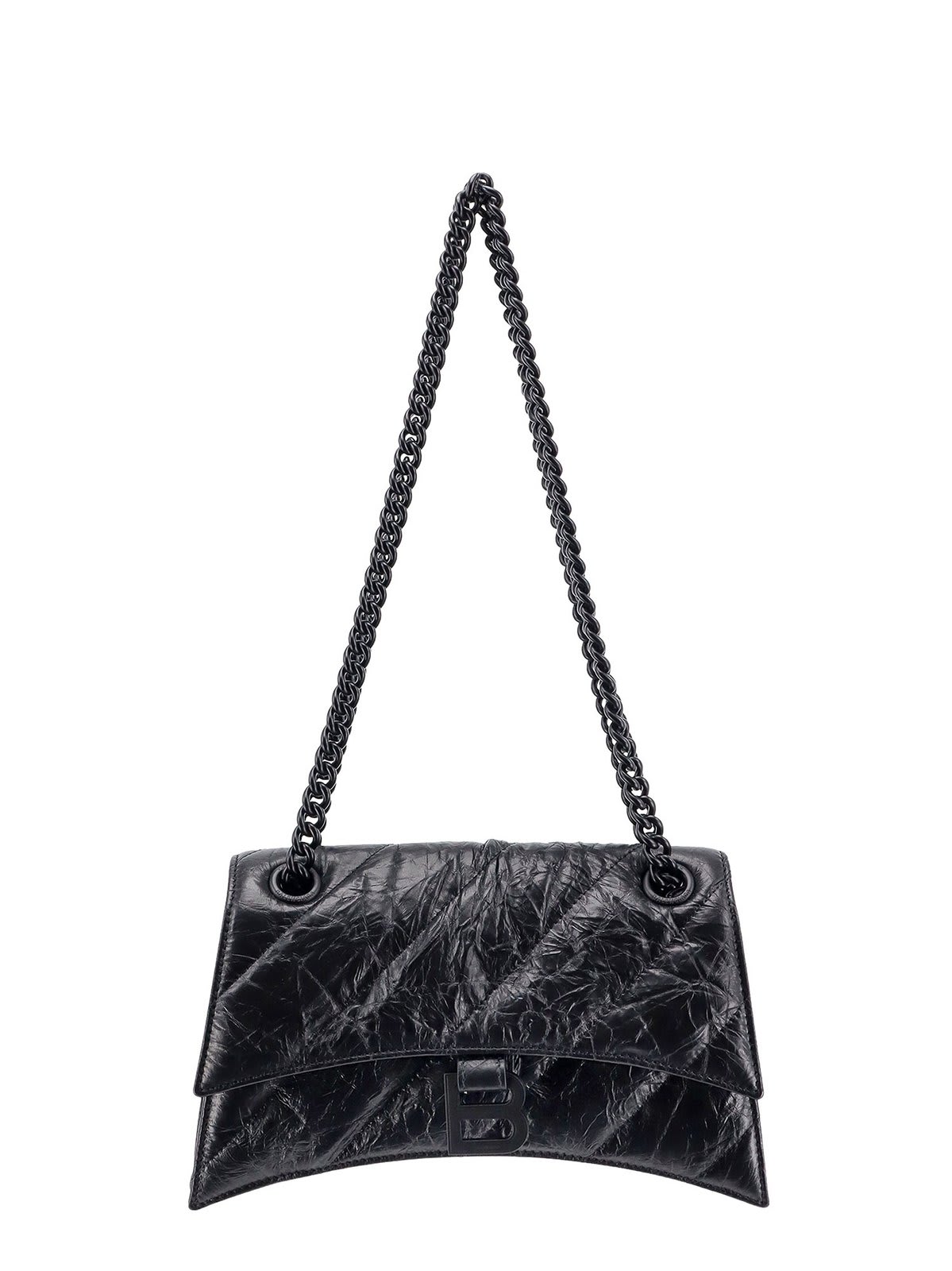 Shop Balenciaga Crush Monogrammed Shoulder Bag In Black