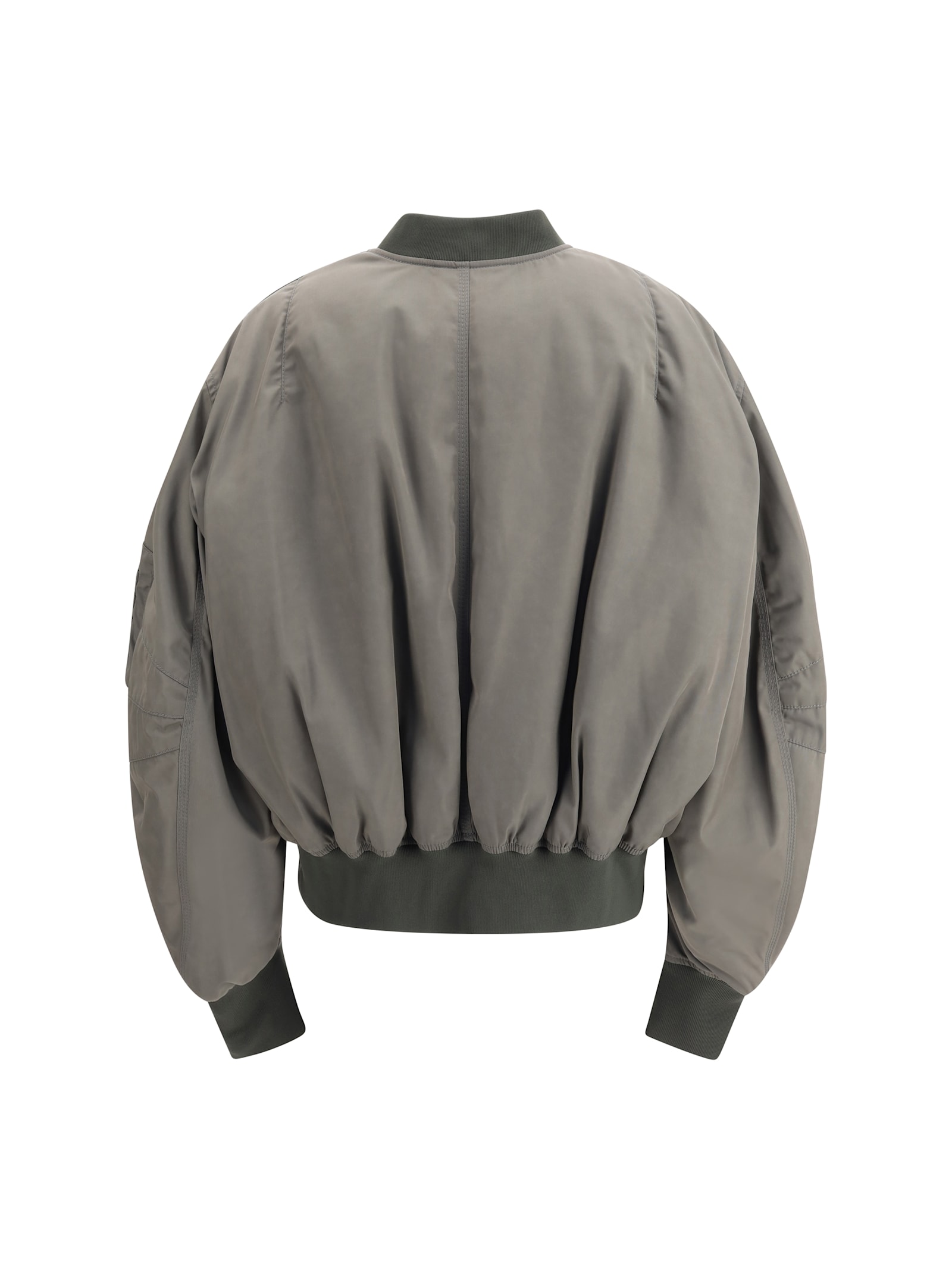 Attico Grey Bomber Jacket With Front Zip Closure And One Zipped Pocket On The Sleeve In Gray