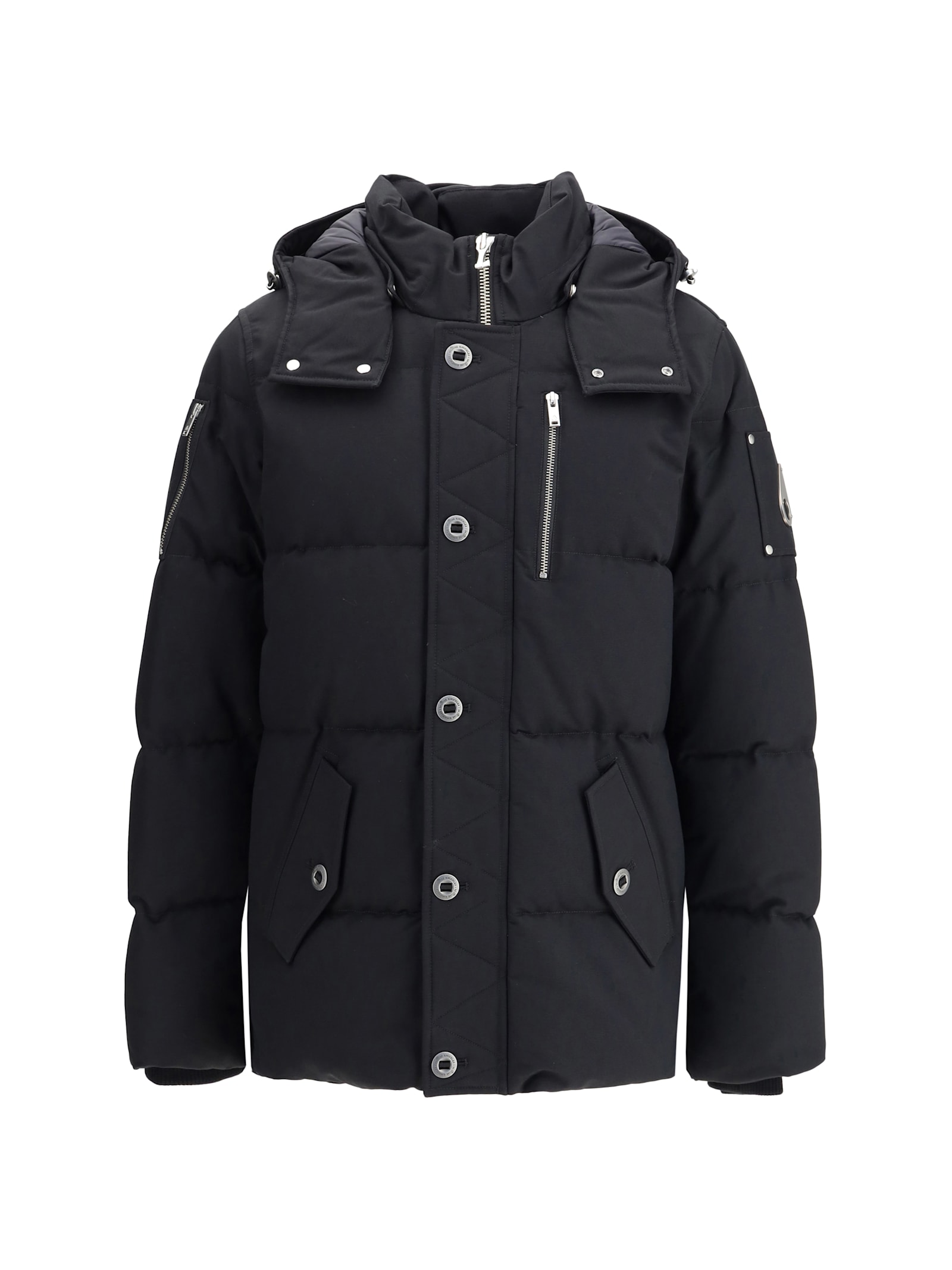 Moose Knuckles Quilted Hooded Jacket Removable Hood In Black