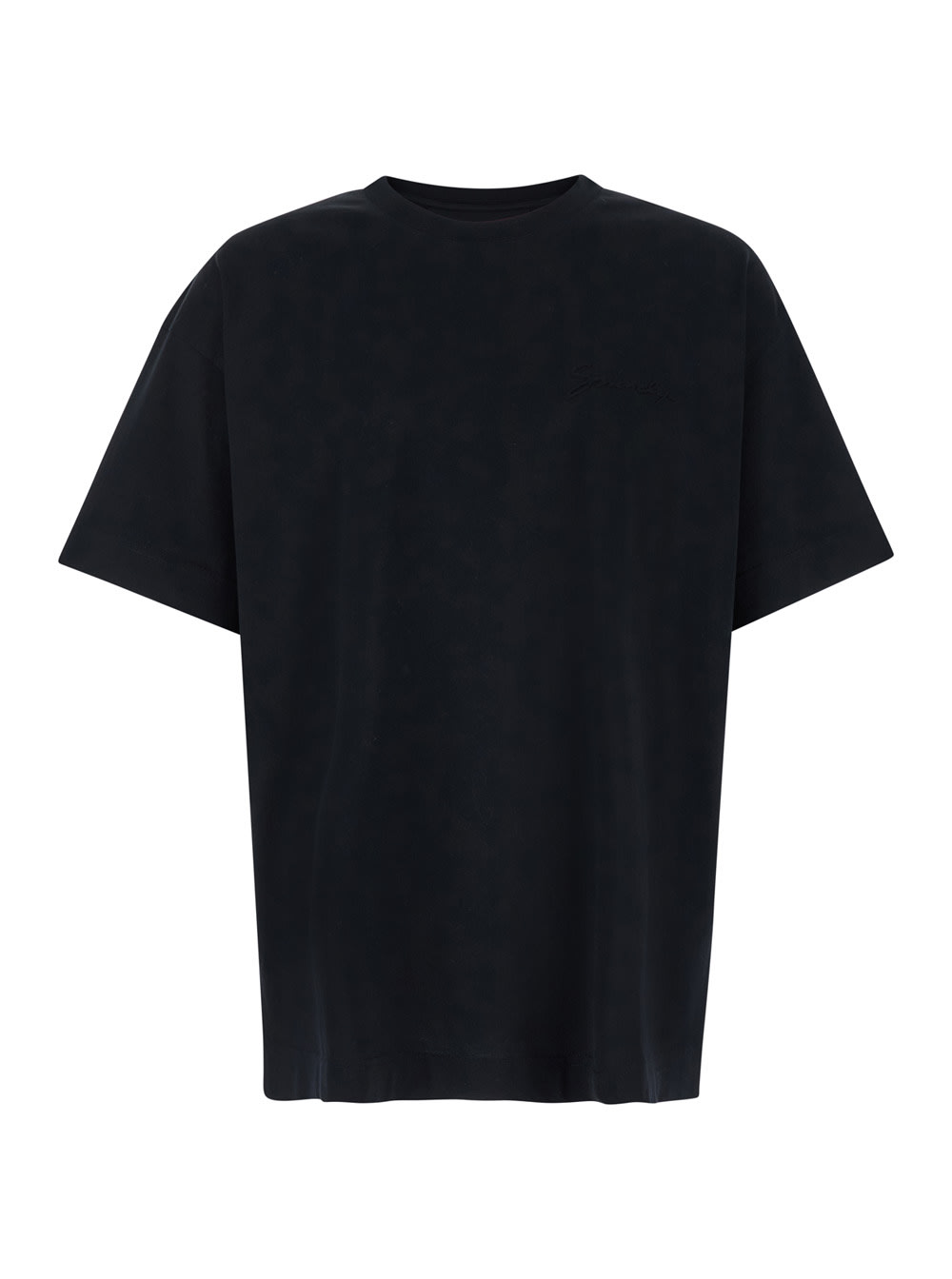 Shop Givenchy Black Crewneck T-shirt With Logo Lettering Detail In Cotton Man