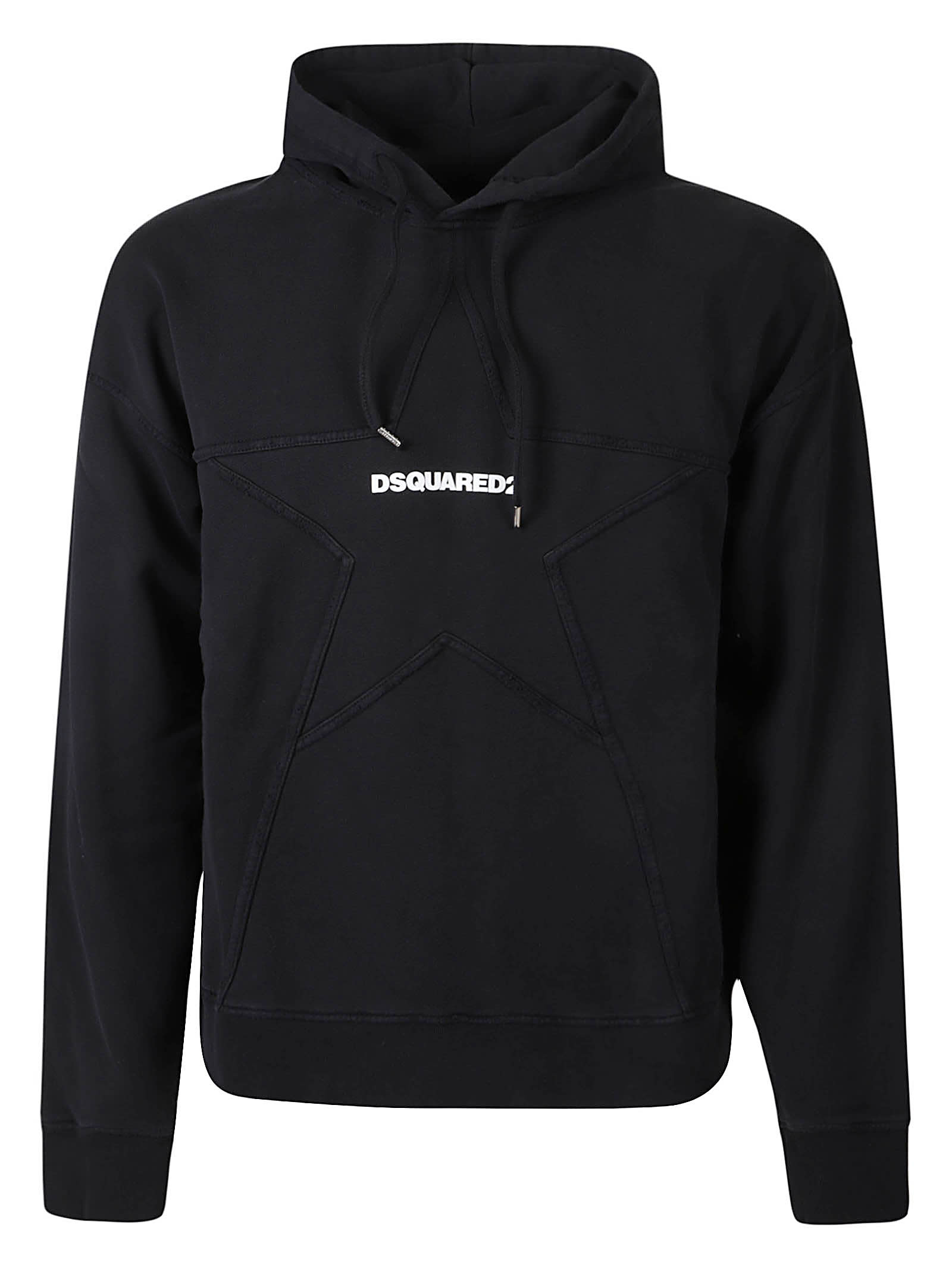 Shop Dsquared2 Relaxed Fit Logo Hoodie In Black