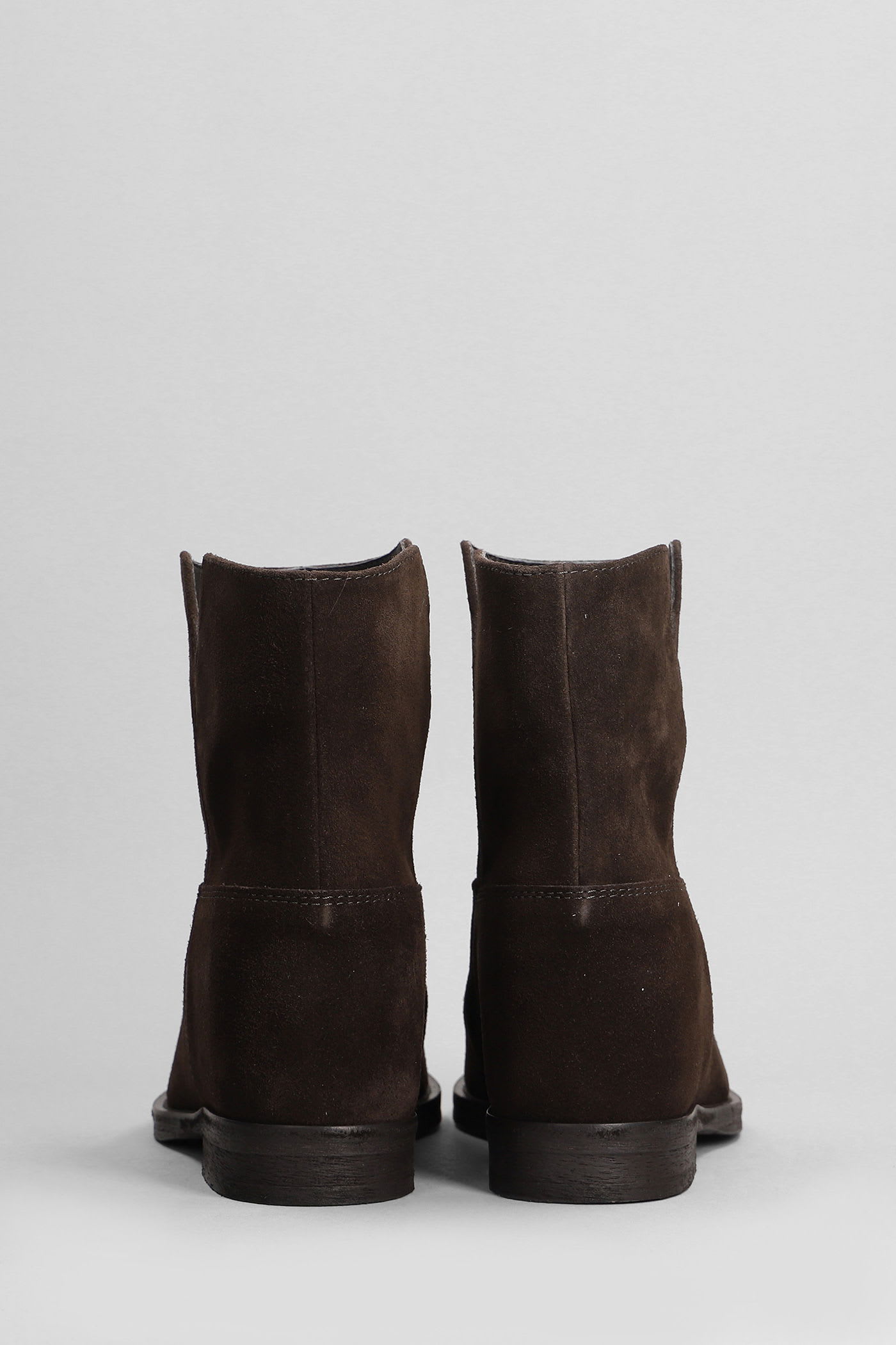 Via Roma 15 Ankle Boots Inside Wedge In Dark Brown Suede In Brown