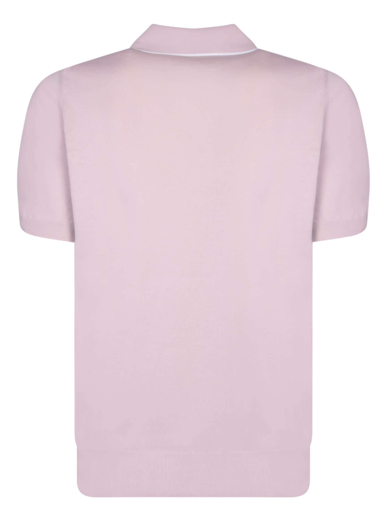 Shop Canali Edges White/pink Polo Shirt In Orange