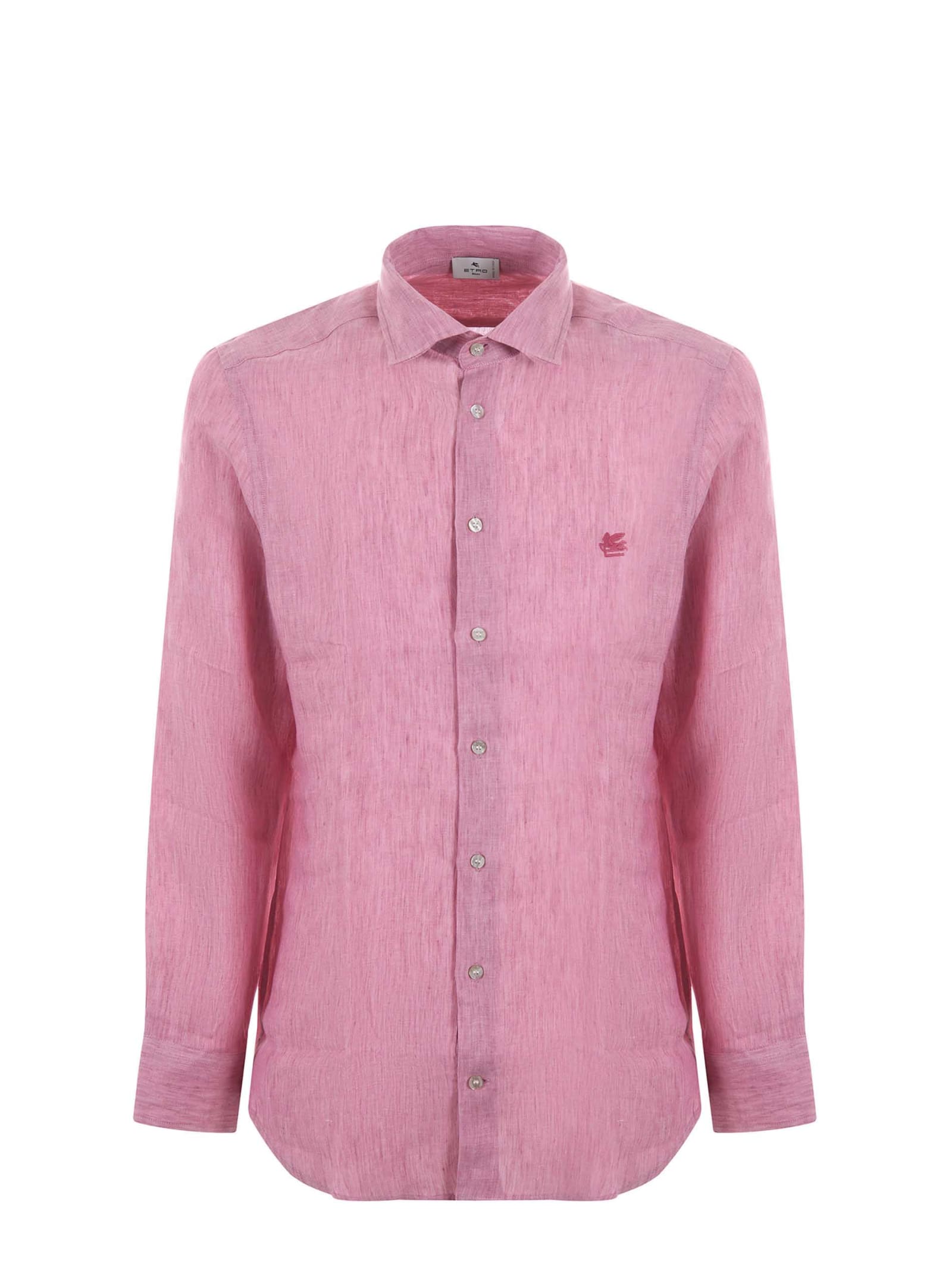 Etro Logo Long-sleeved Shirt In Rosa Malva