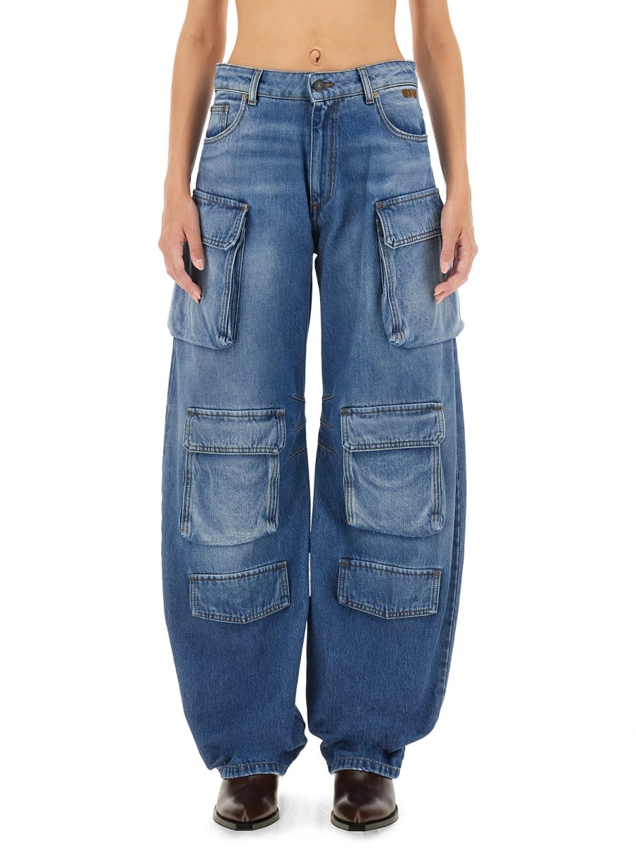 Shop Msgm Cargo Jeans In Blue