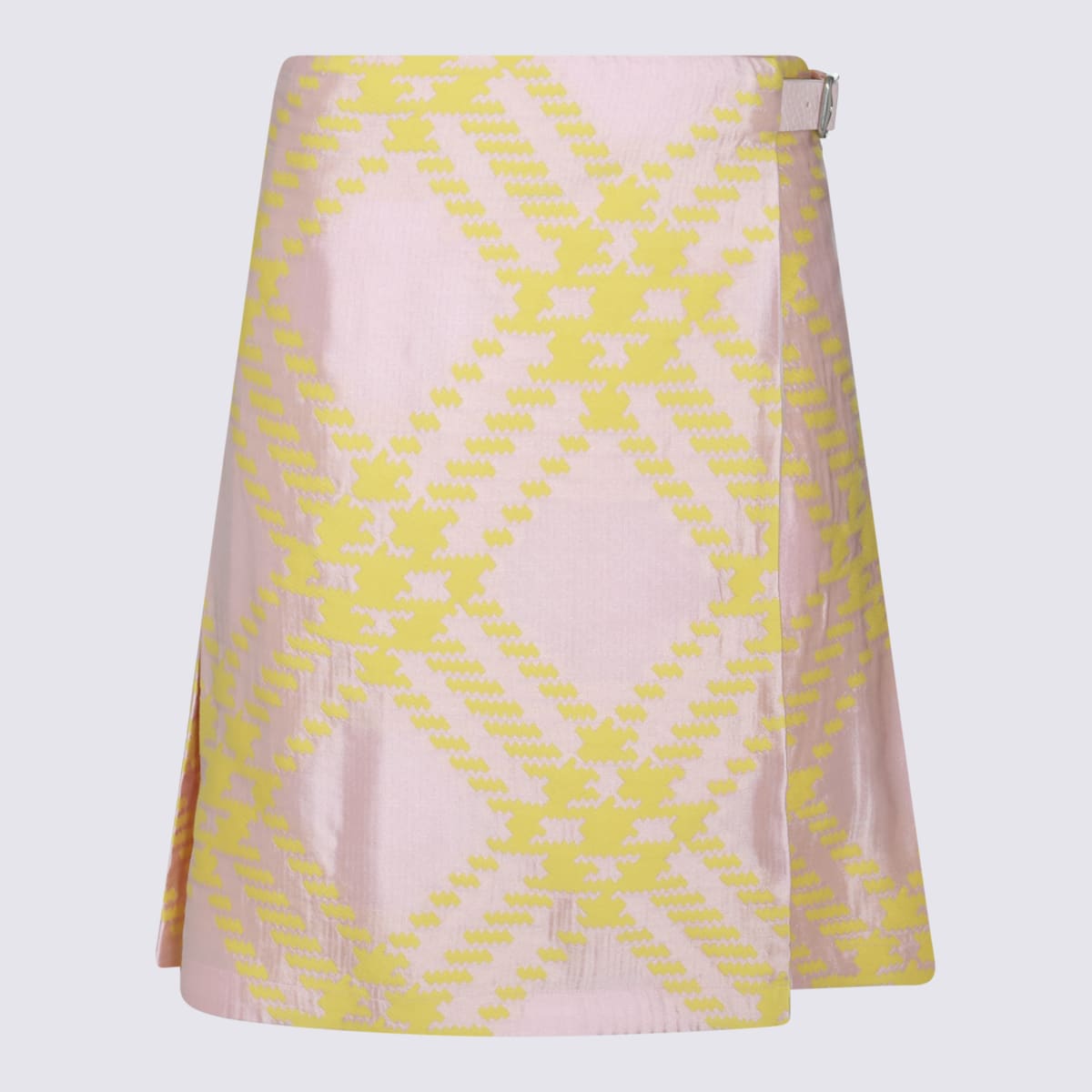 Shop Burberry Pink And Yellow Cotton Skirt In Cameo Ip Pttn