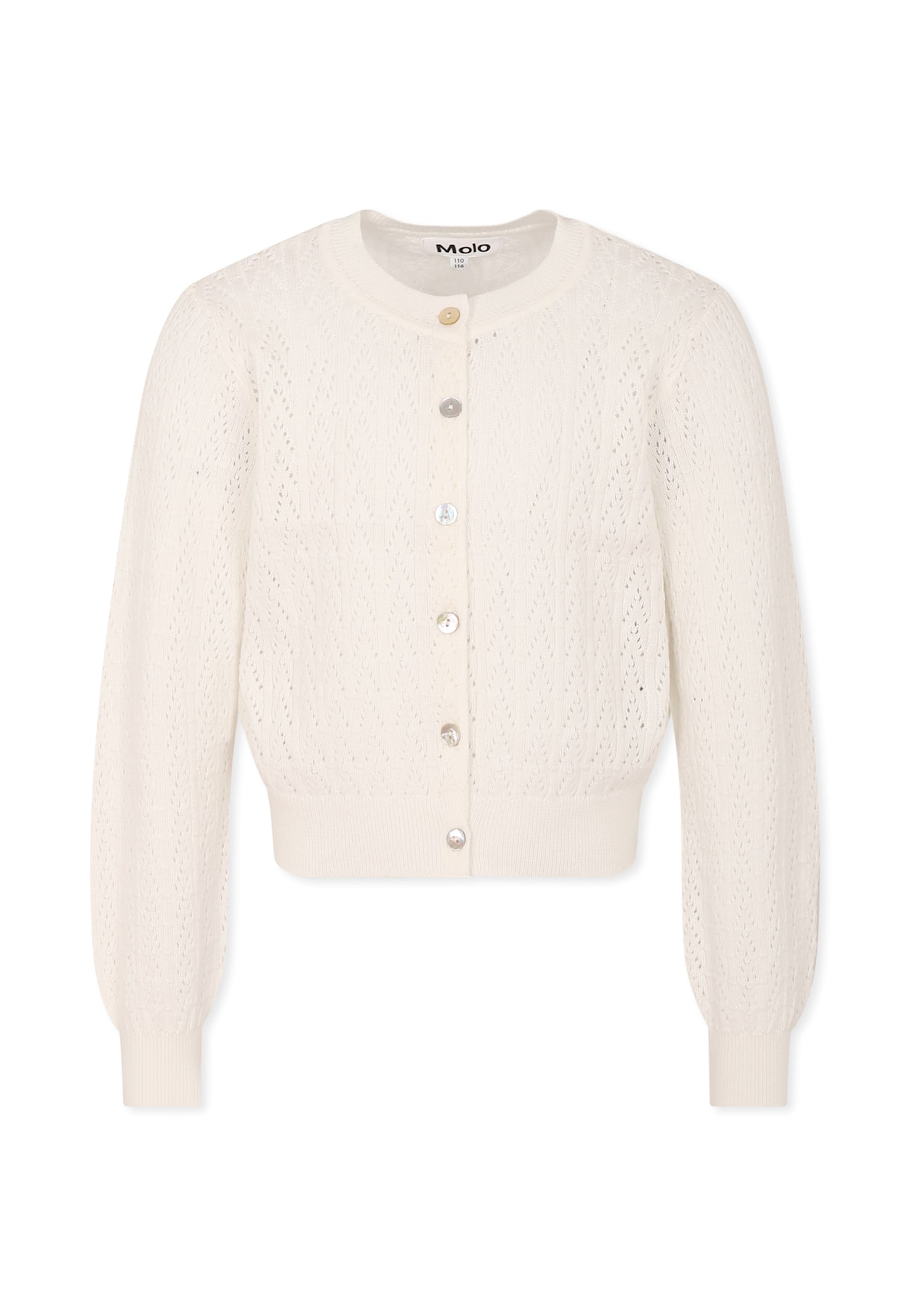 Molo White Cardigan For Girl In White