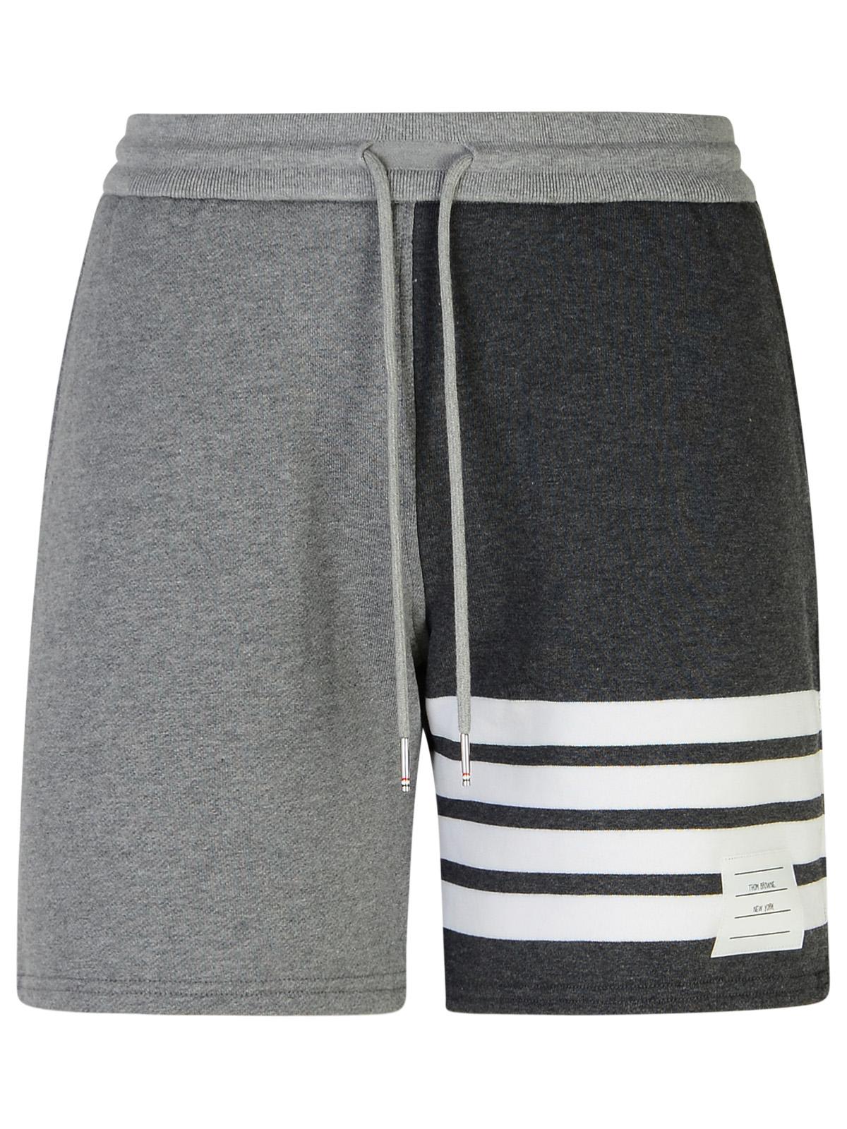 Shop Thom Browne 4-bar Grey Cotton Shorts