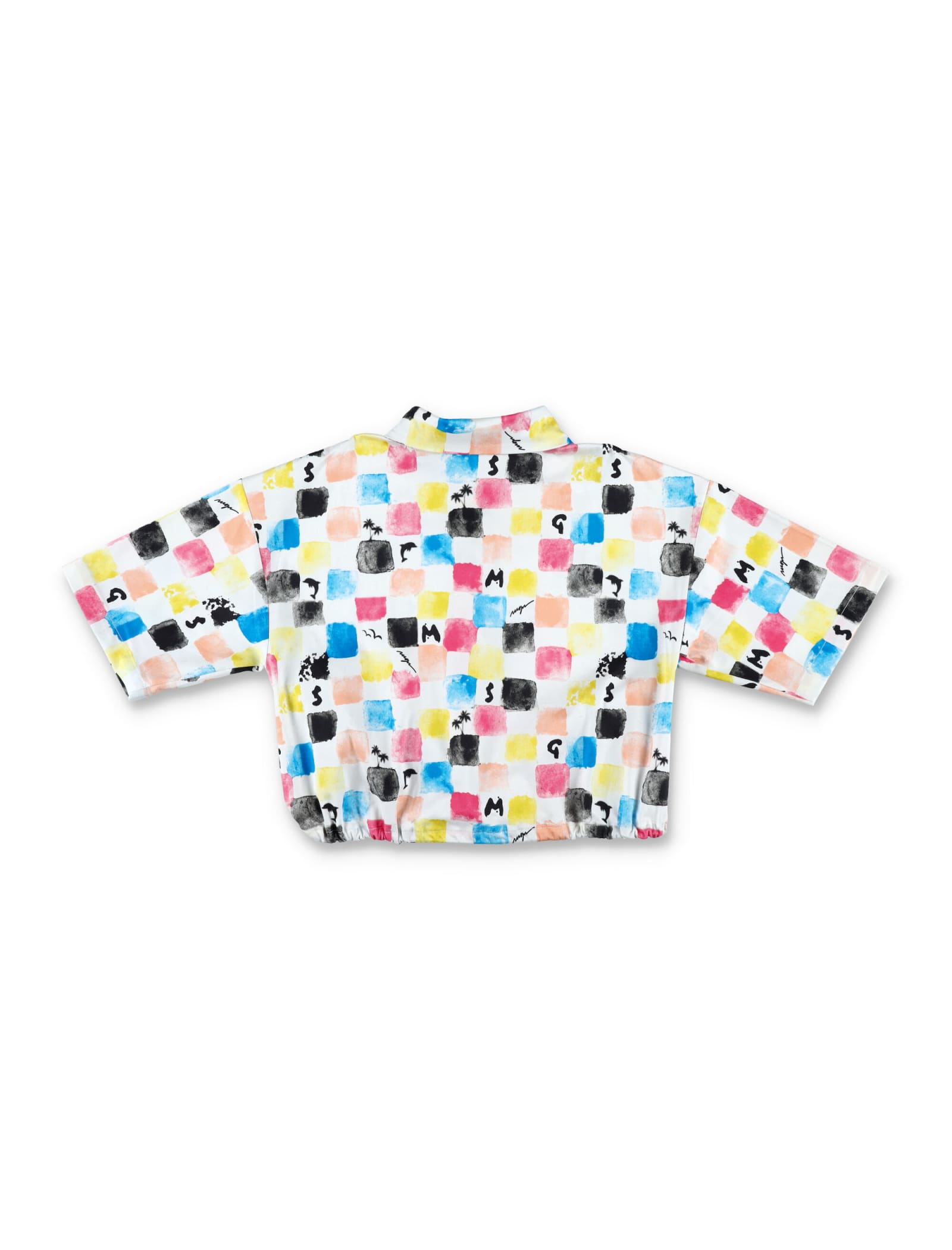Shop Msgm Printed Cropped Shirt In Multicolor