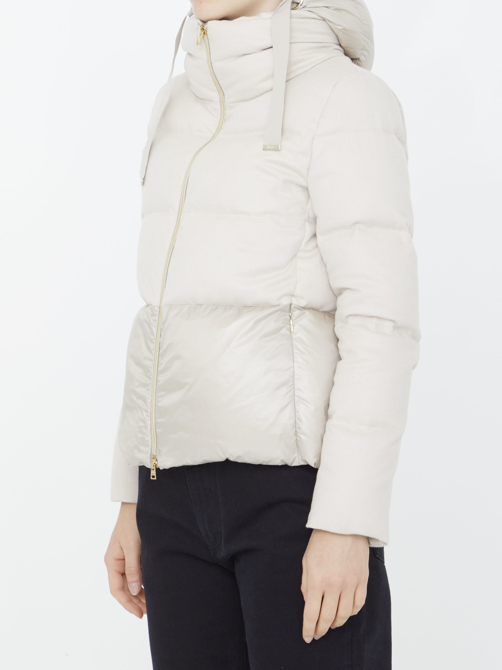 Shop Herno Silk And Cashmere Down Jacket In Cream