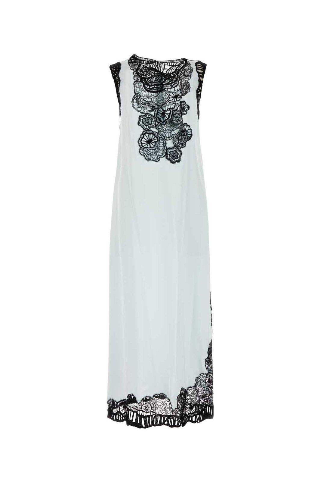 Shop Jil Sander Floral-lace Sleeveless Midi Dress