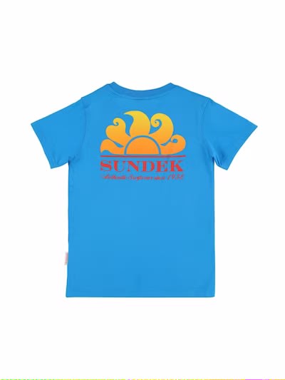 Shop Sundek T-shirt With Print In Light Blue