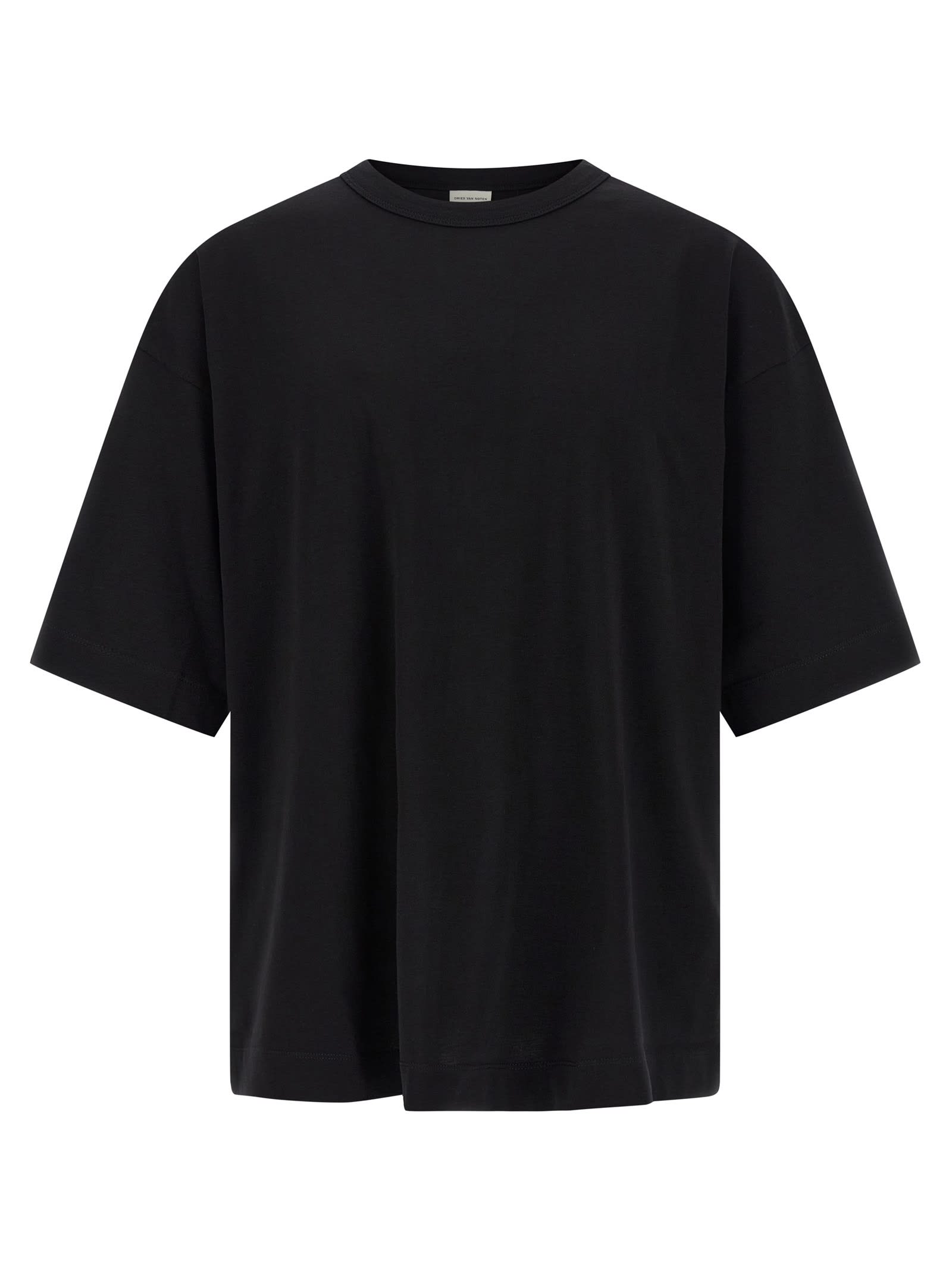 Dries Van Noten Men Black Cotton Jersey Oversized T-shirt In Black