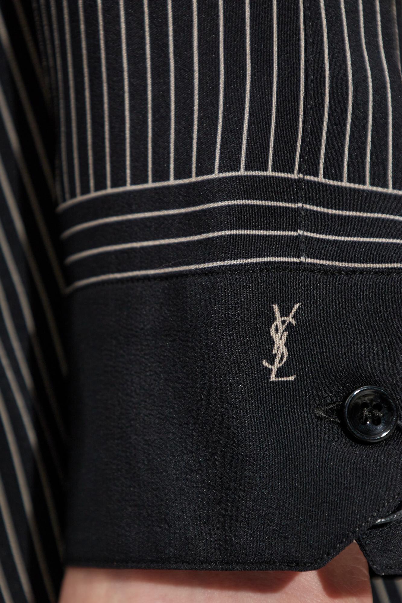 Saint Laurent Shirt With Striped Pattern In Black