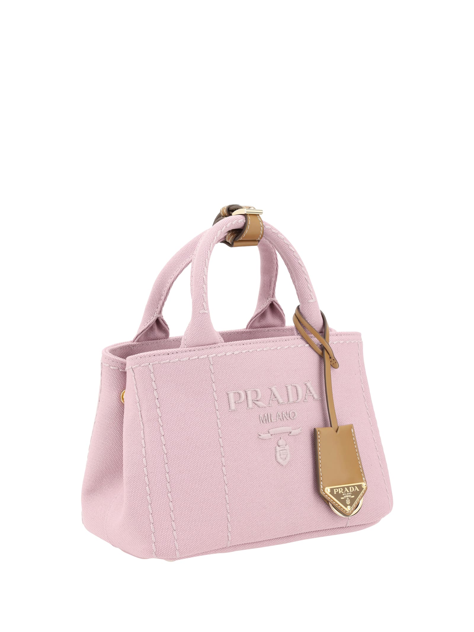 Prada Structured Shoulder Bag Key Ring In Alabastro C