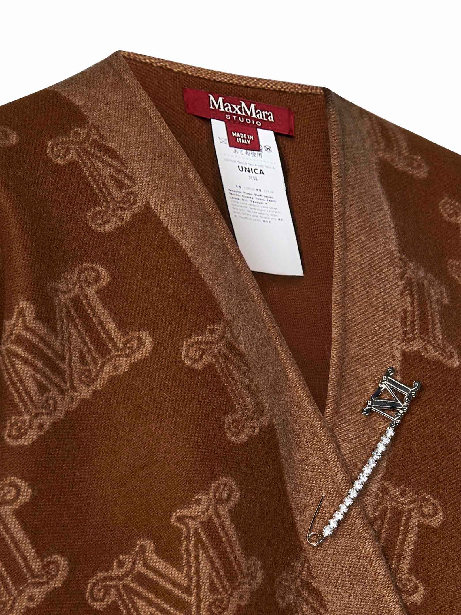 Max Mara Maxmara Studio Frine Cape In Brown