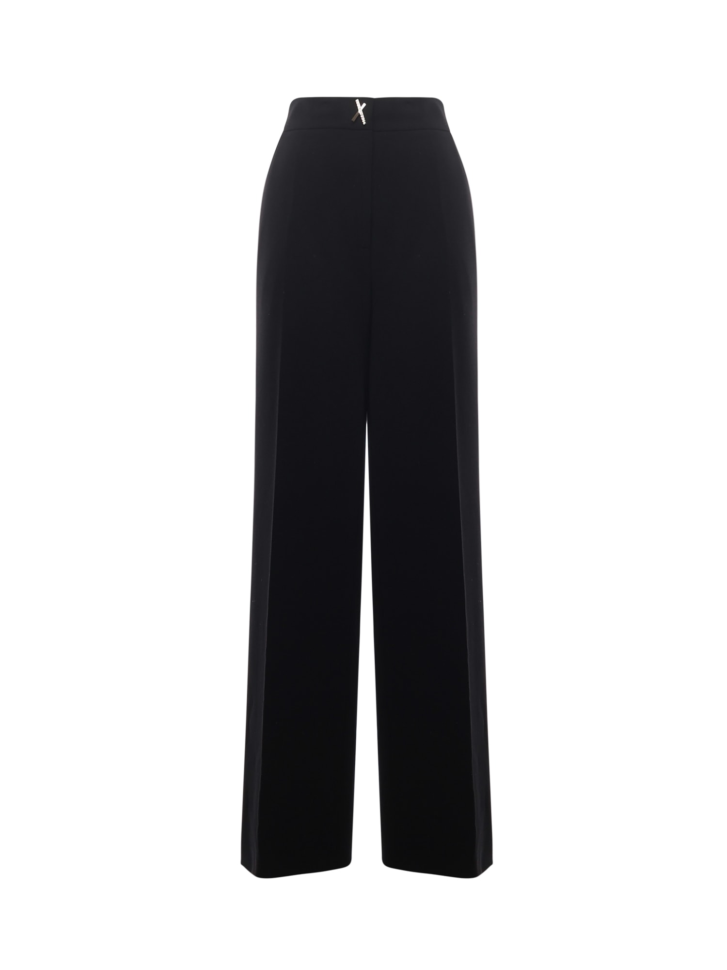 Genny Tailored Palazzo Trousers With X Detail In Black