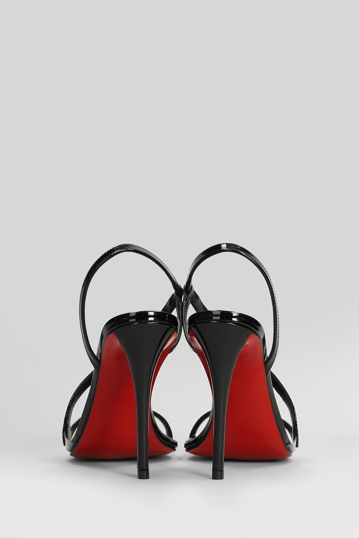 Christian Louboutin Rosa Z 100 Sandals In Black Patent Leather In Blue