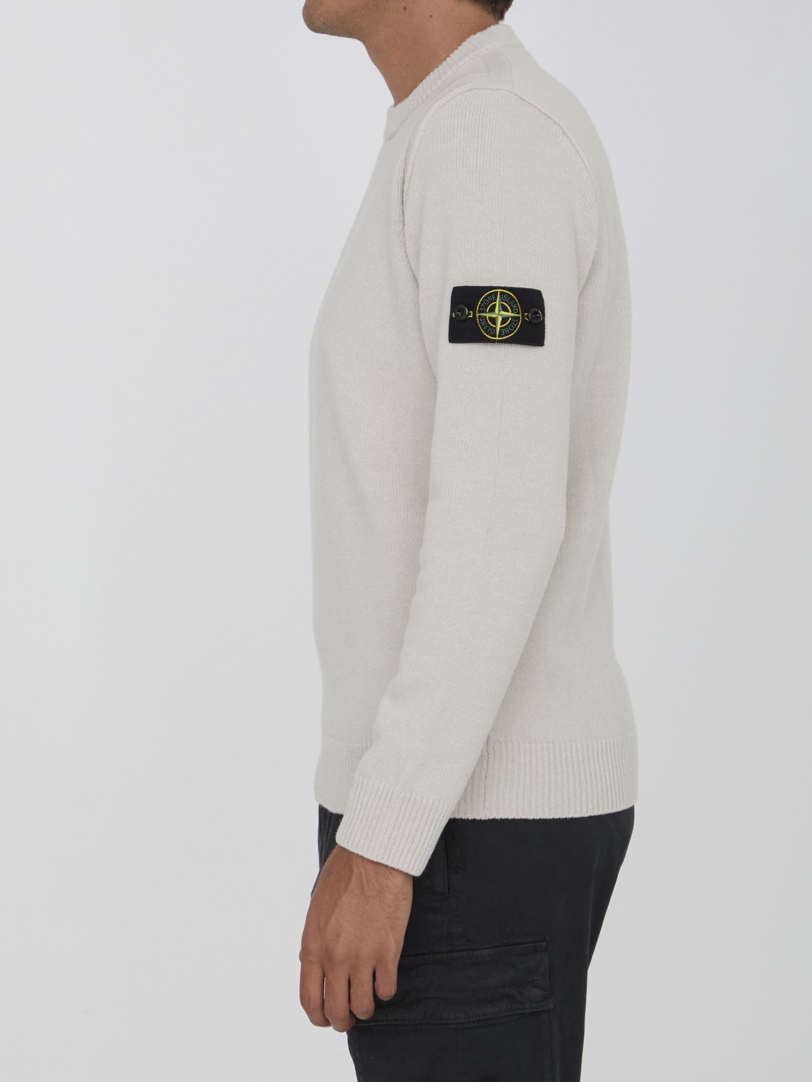 Shop Stone Island Sweater In Wool In Plaster