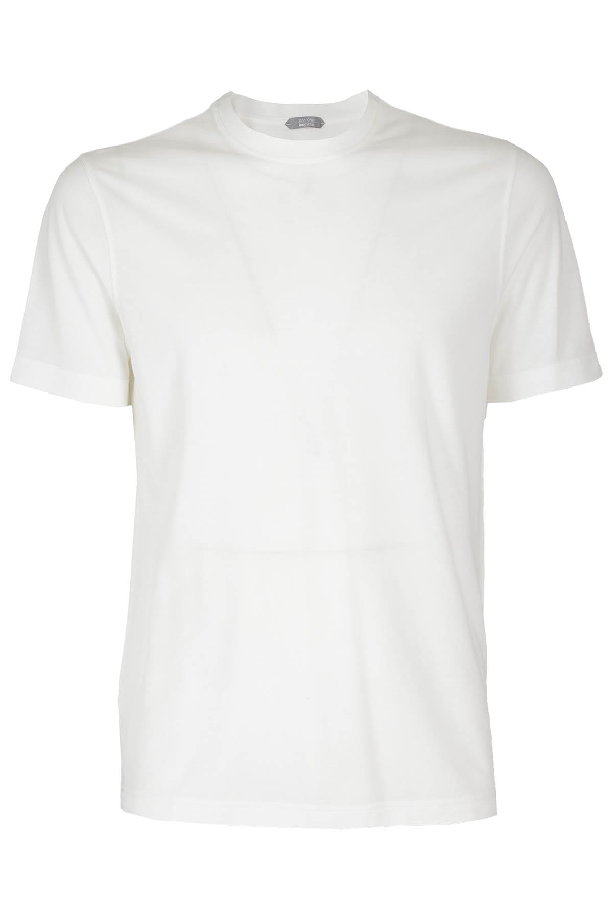 Shop Zanone T Shirt Mc Slim Fit Ice Cotton In Bianco