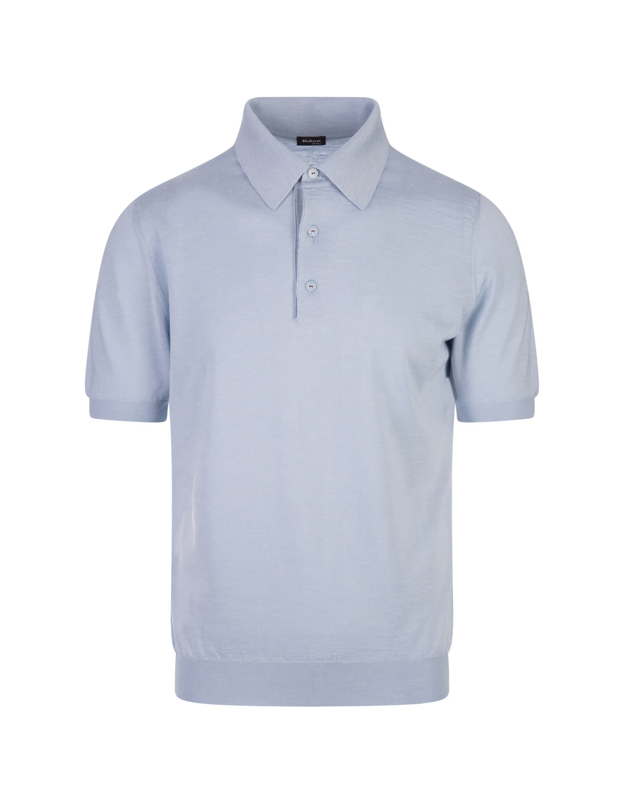 Sky Blue Knitted Short-sleeved Polo Shirt