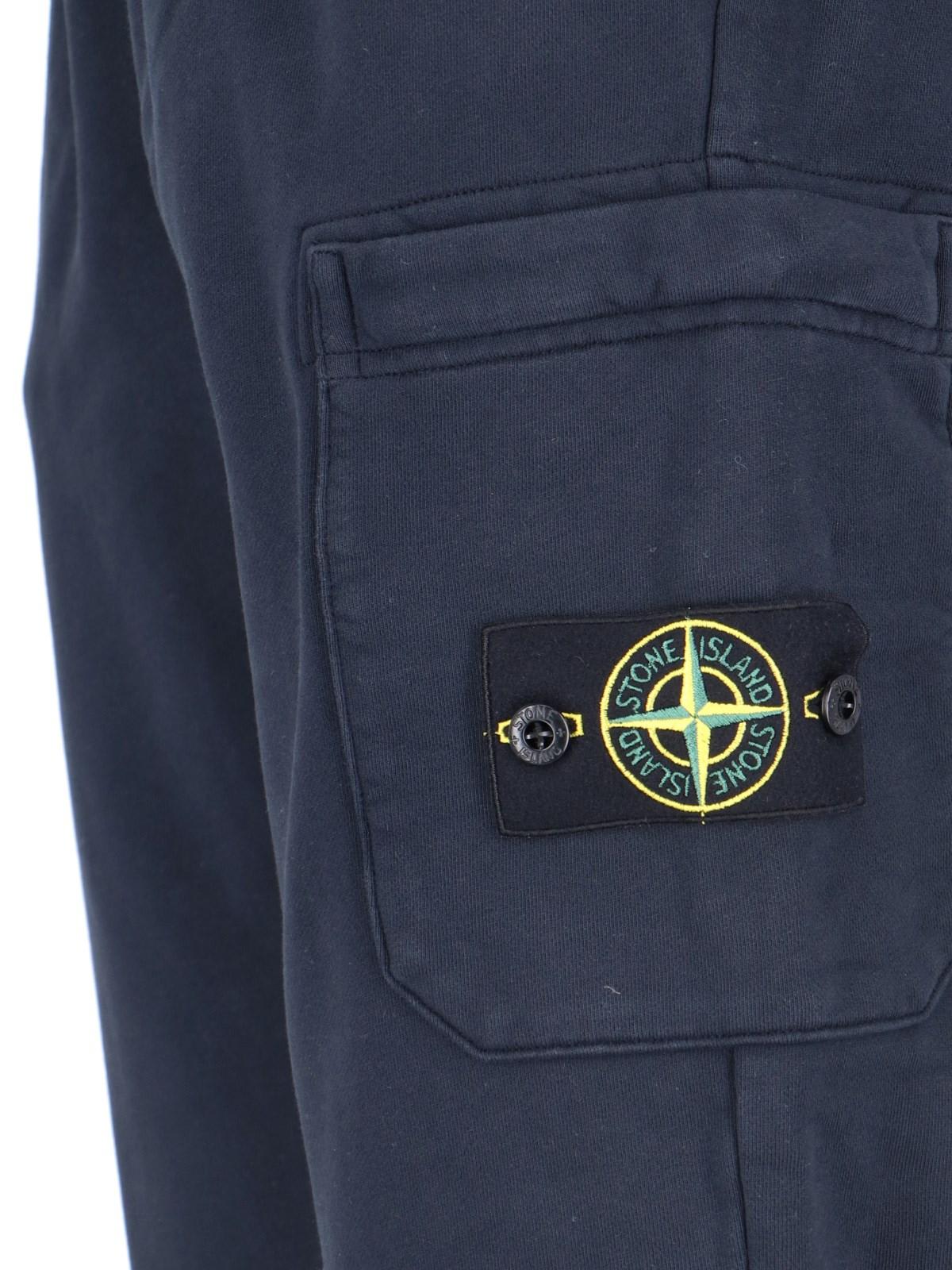 Shop Stone Island Logo Cargo Track Pants In Bleu