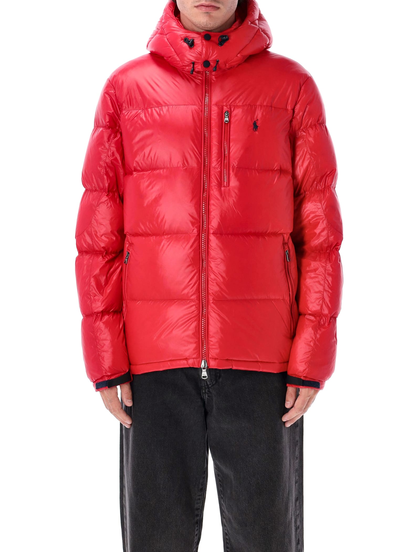 Polo Ralph Lauren The Gorham Glossed Down Jacket With Detachable Hood In Red