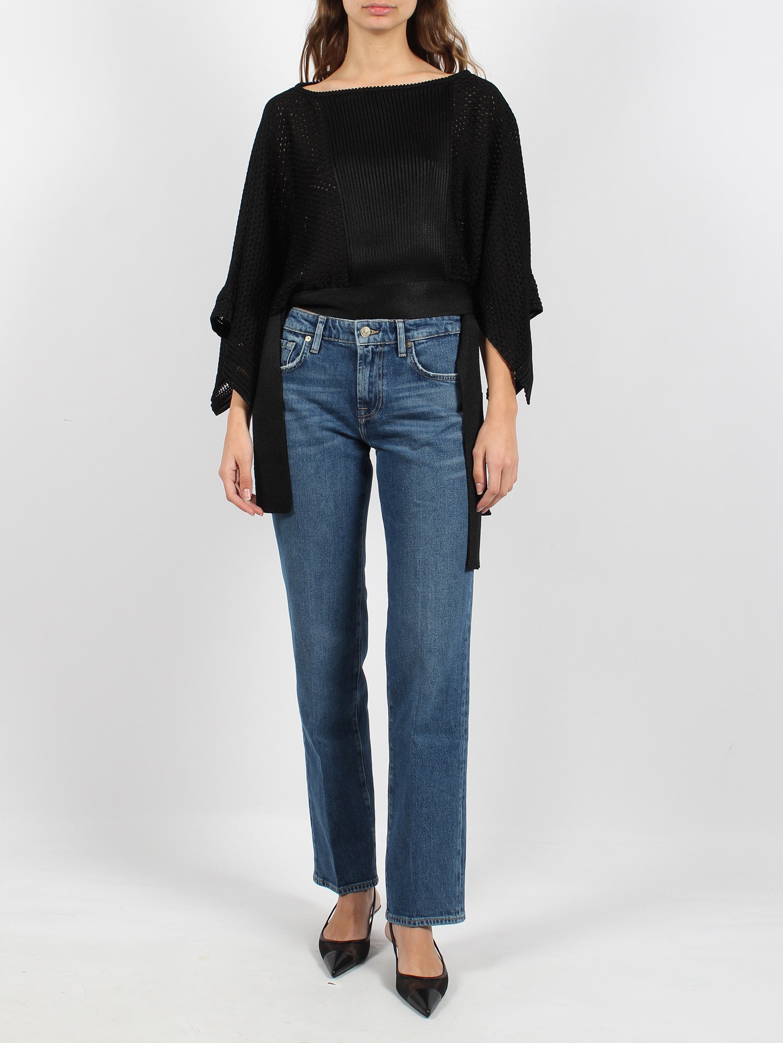 7 For All Mankind Calie Straight Jeans In Blue