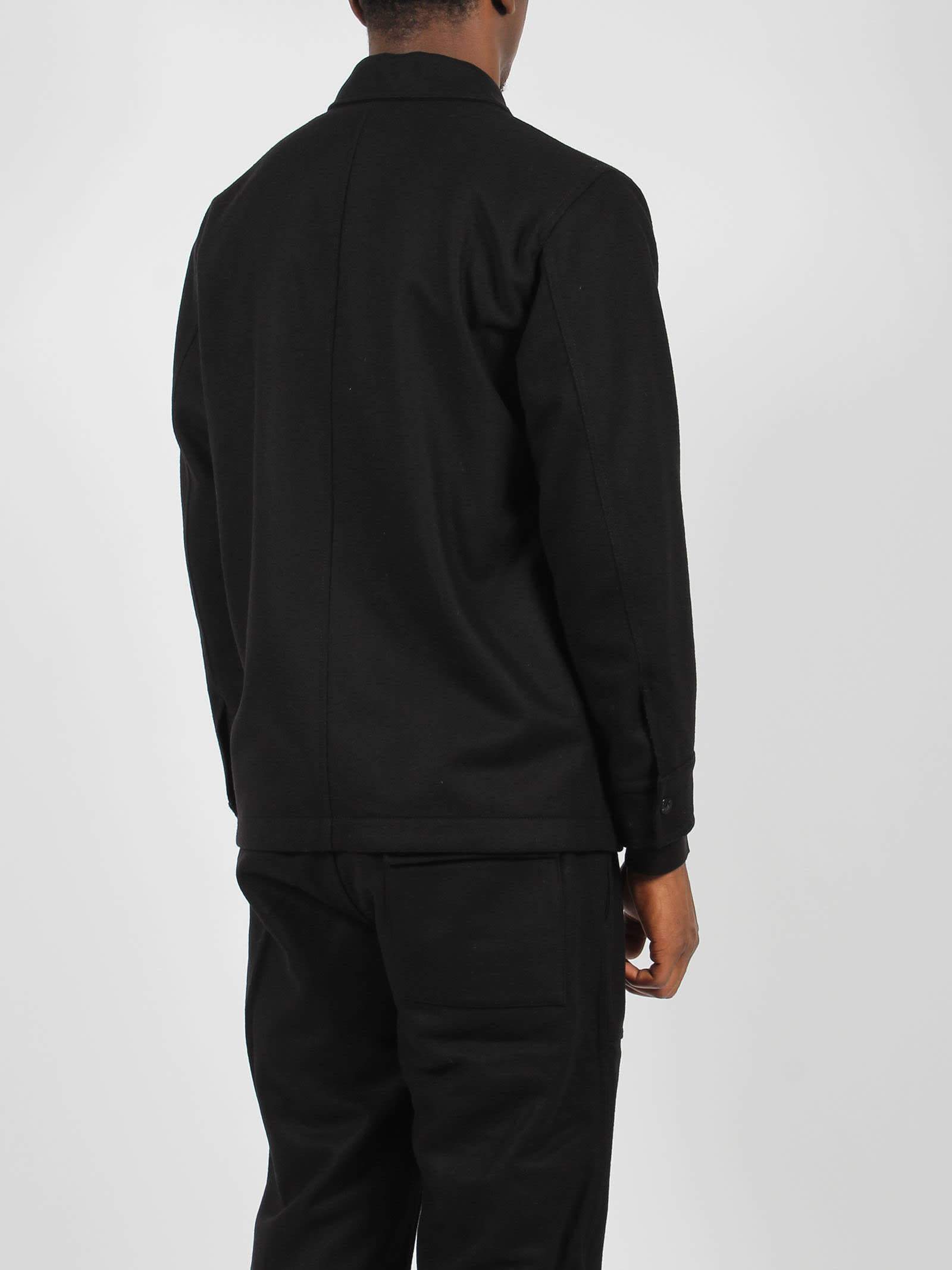 Shop Stone Island Lined Overshirt In Black