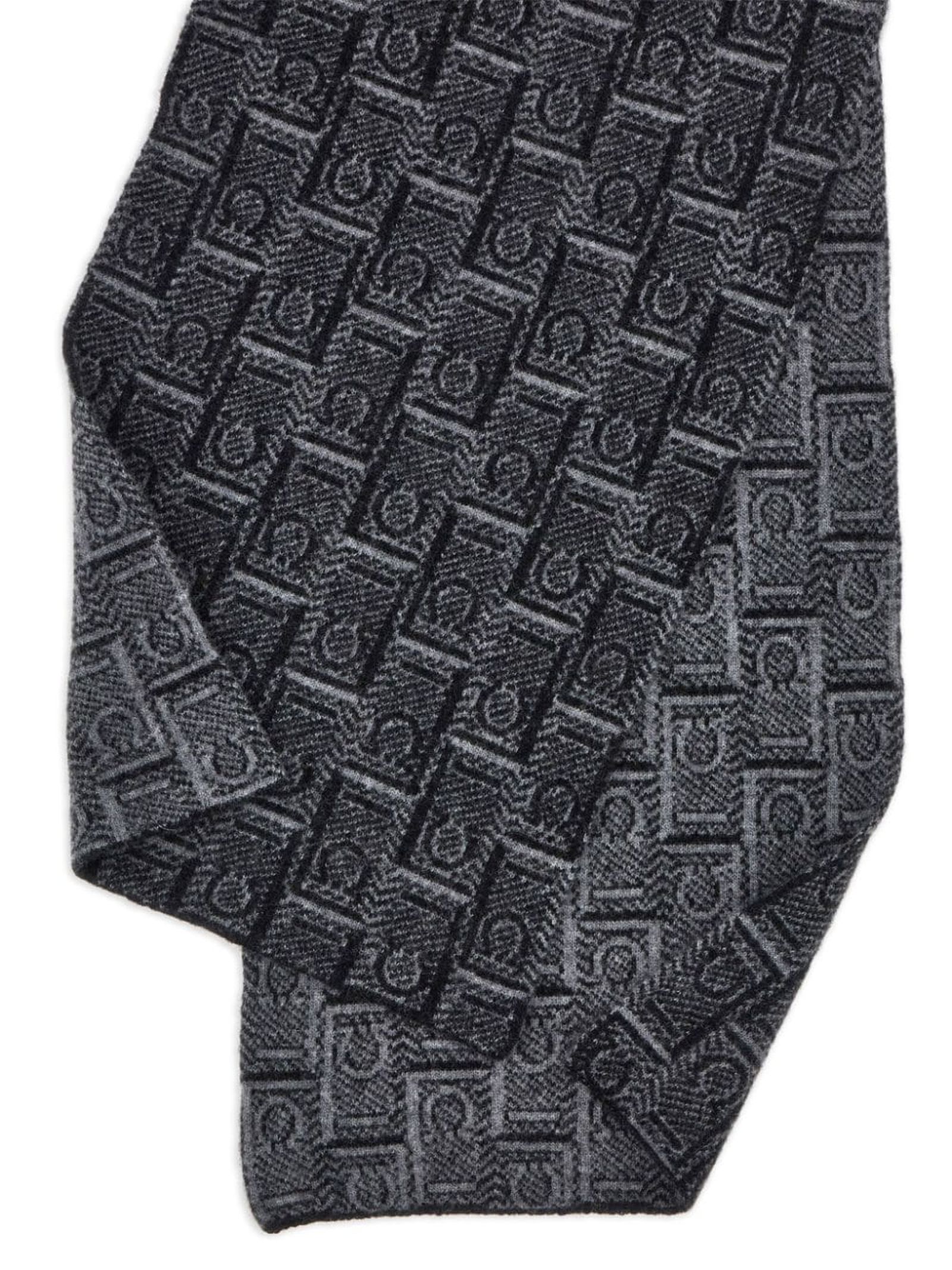 Shop Ferragamo Black And Anthracite Monogram Scarf