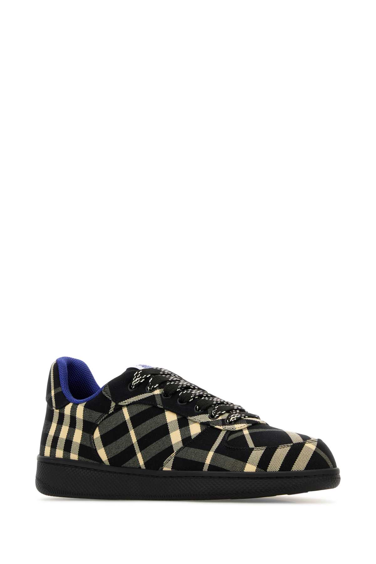 Shop Burberry Embroidered Canvas Terrace Sneakers In Black/neutrals