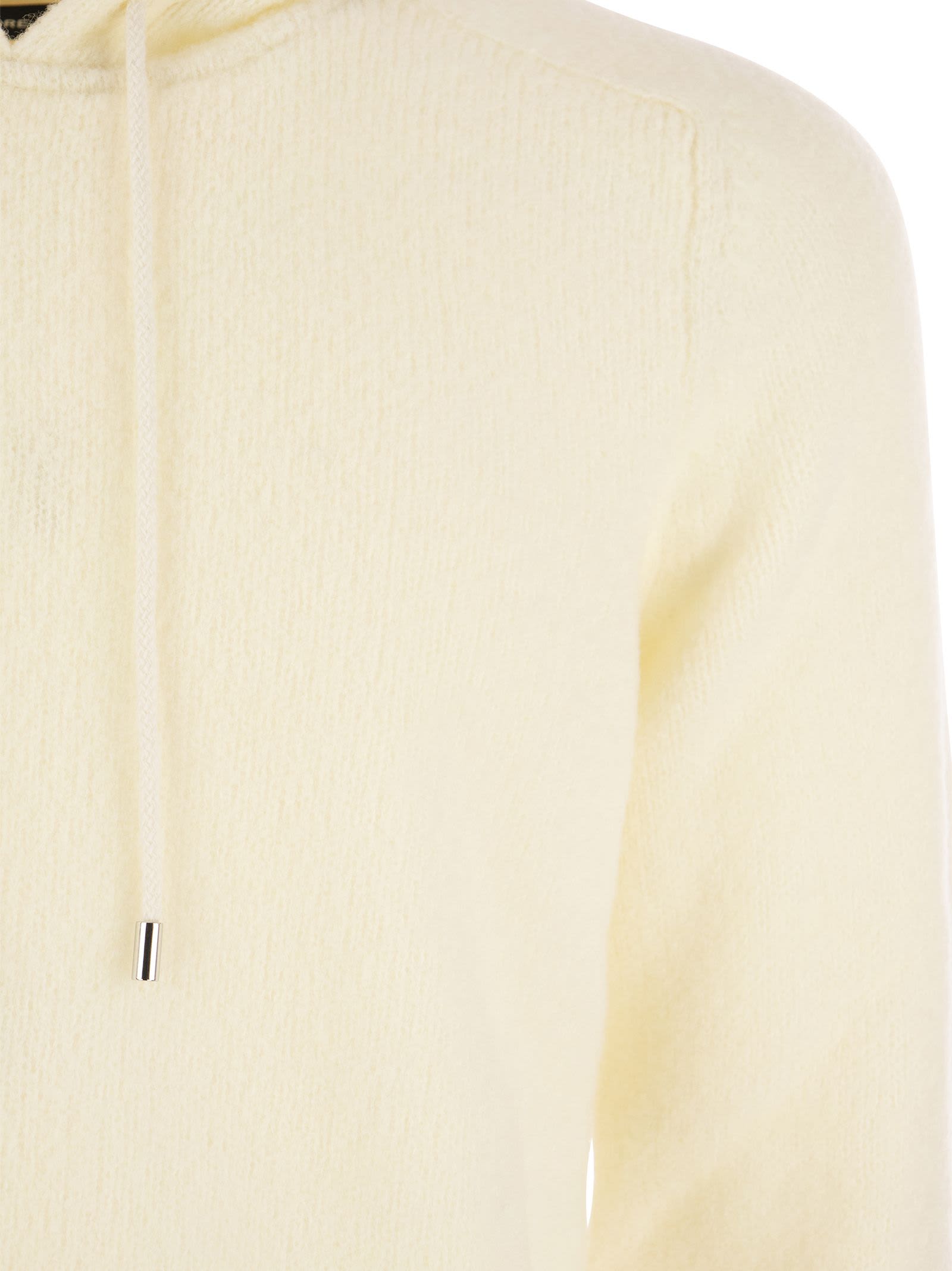 Shop Tagliatore Wool Pullover With Hood In Cream