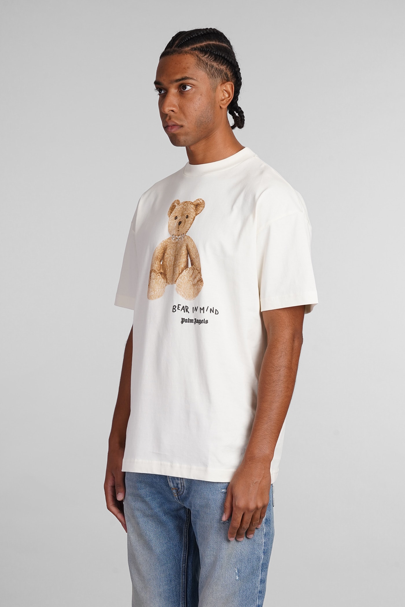 Shop Palm Angels T-shirt In Beige Cotton