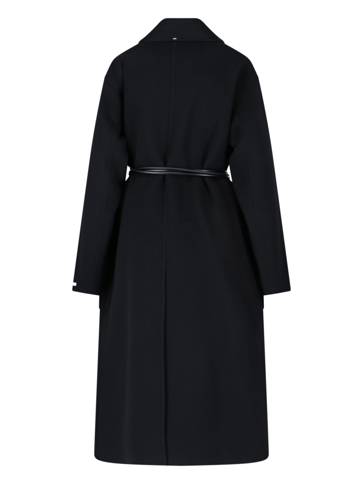Sportmax Tie-cord Detail Single-breasted Coat In Black