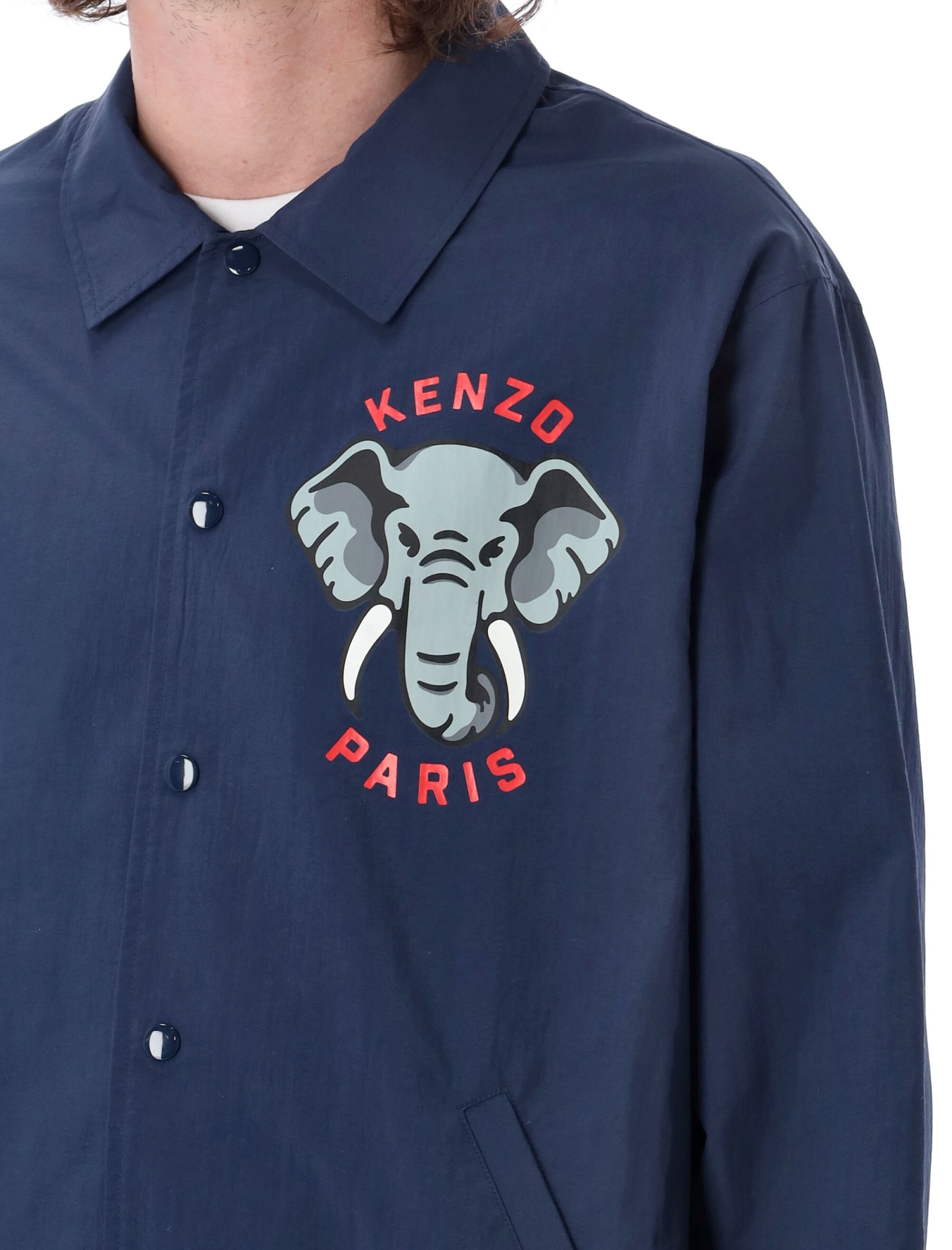 Shop Kenzo Light Coach Jacket In Bleu Nuit