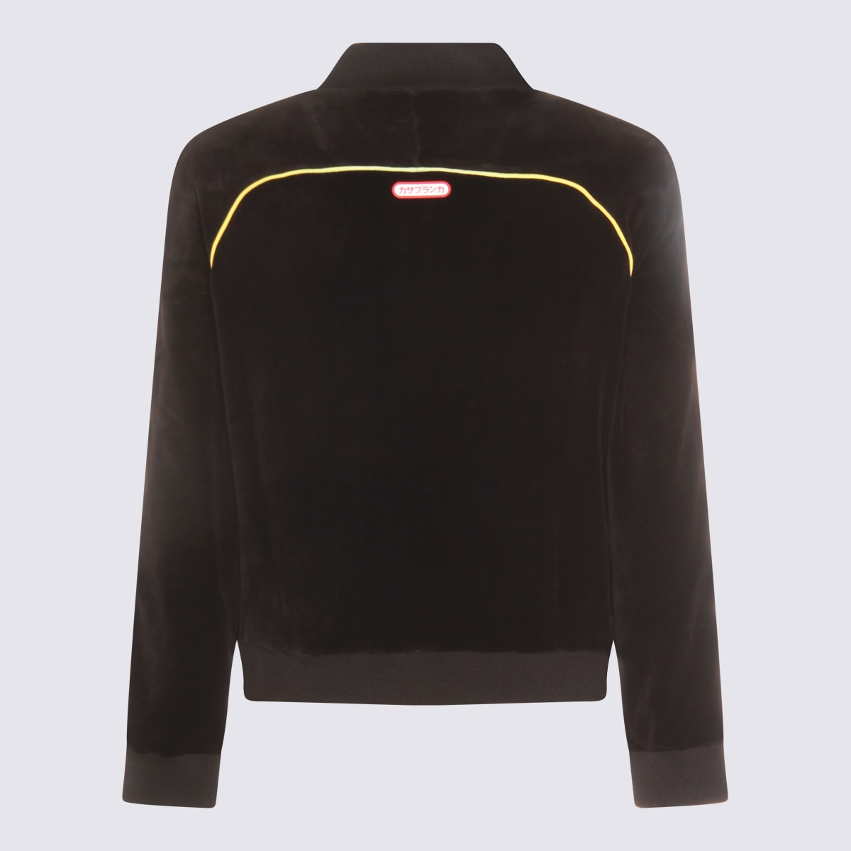 Casablanca Mens Velour Logo-patch Cotton-blend Track Jacket Black In Black