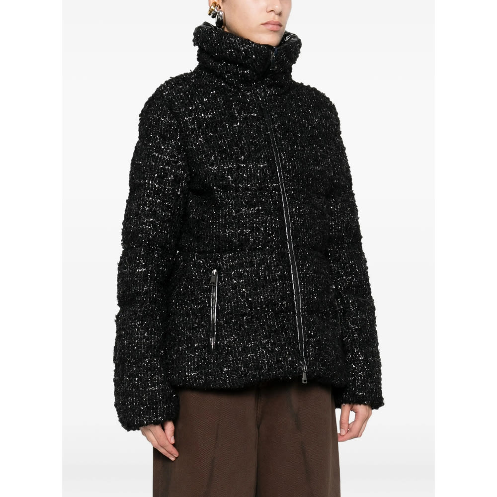 Moncler Textured Urbel Down Jacket With High Collar In Black