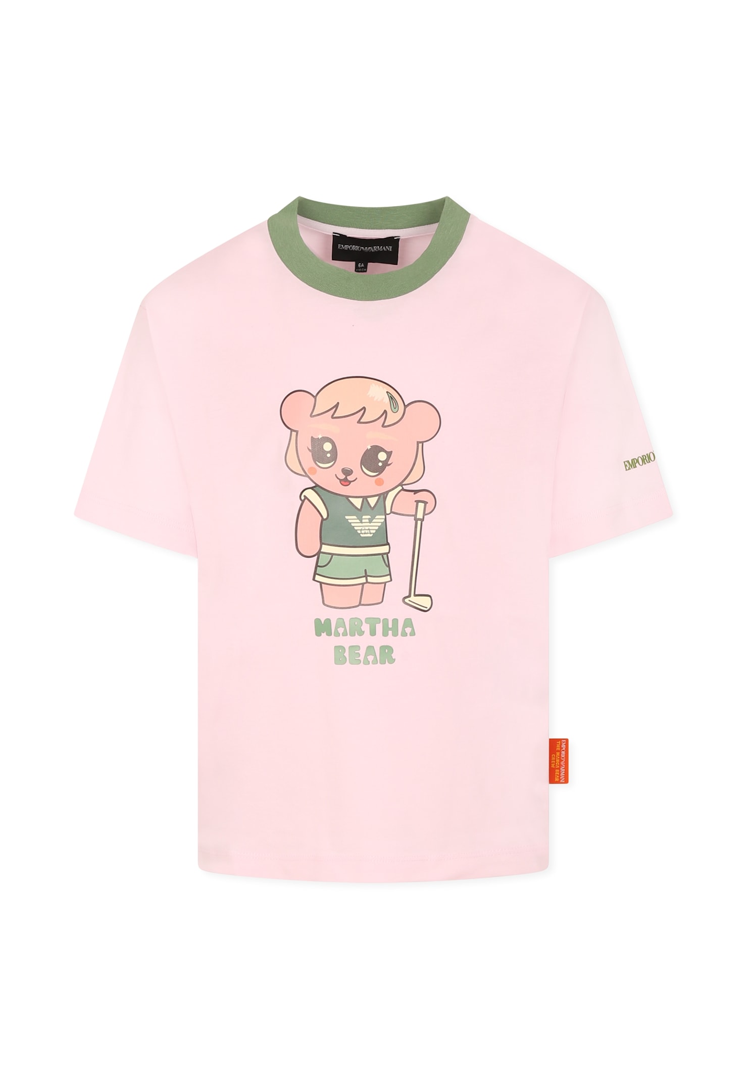 Shop Emporio Armani Pink T-shirt For Girl With Manga Bear