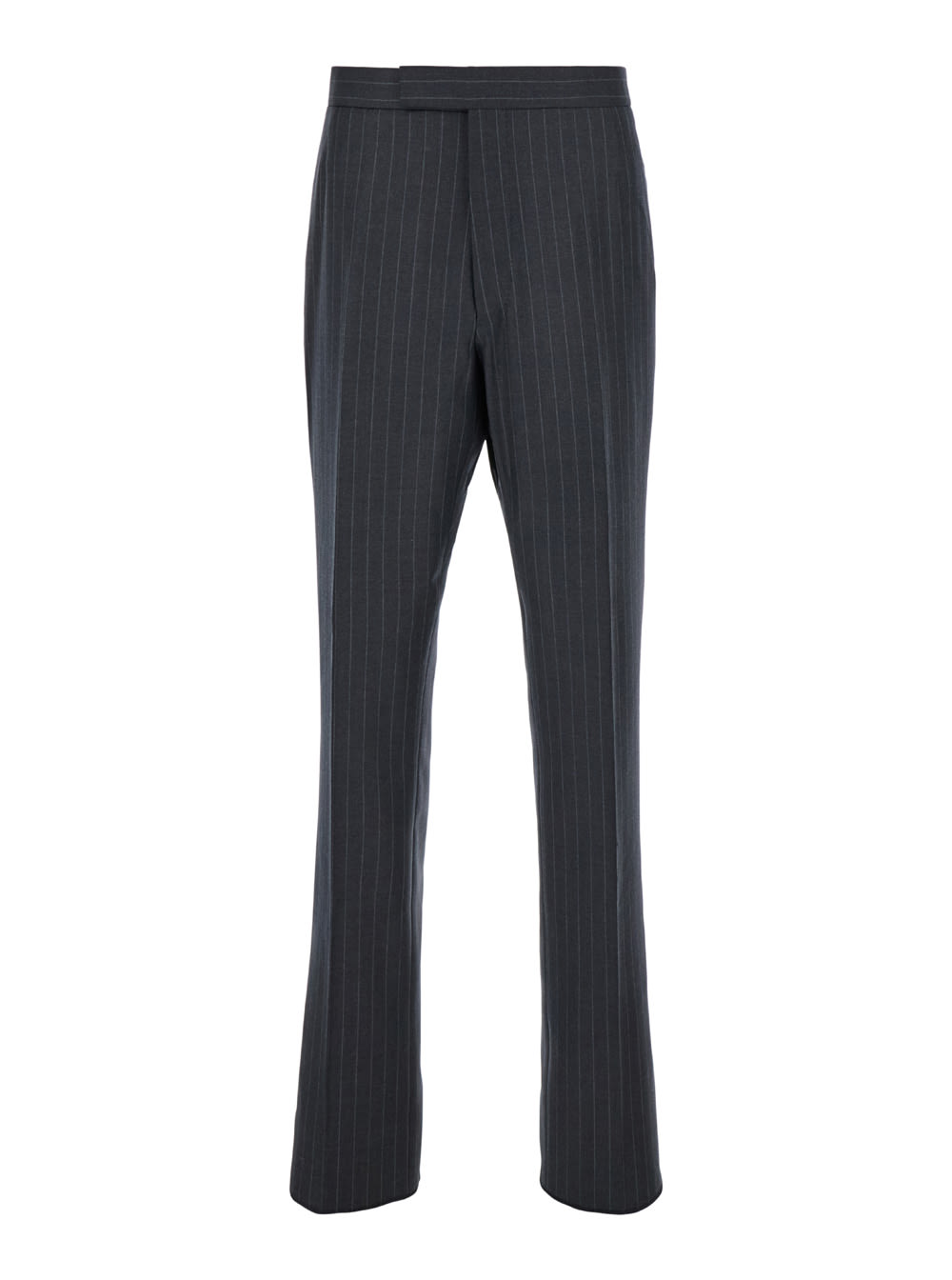 Shop Thom Browne Grey Pinstripe Pants With Concealed Closure In Wool Man