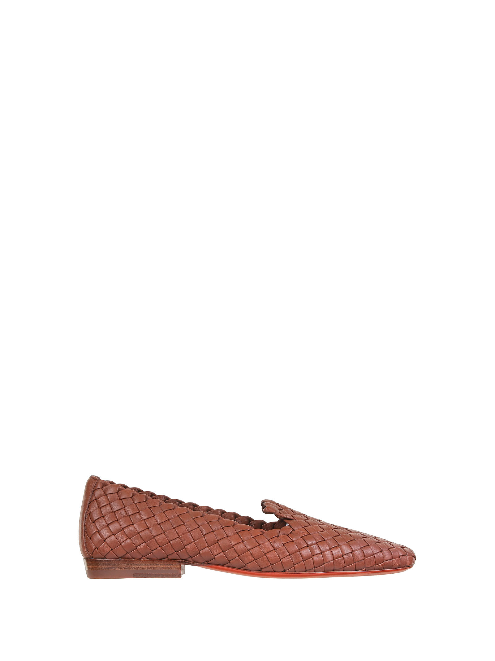 Santoni Loafer In Tan Braided Leather
