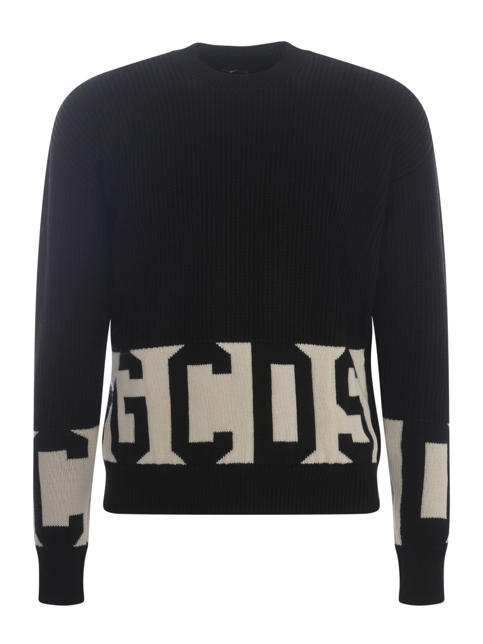 Gcds Sweater  Low Band In Wool Blend In Black