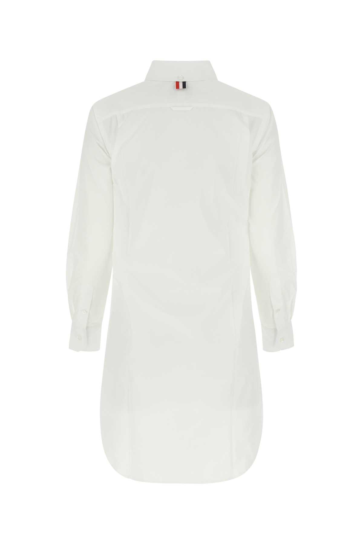 Thom Browne White Poplin Shirt Mini Dress In 100