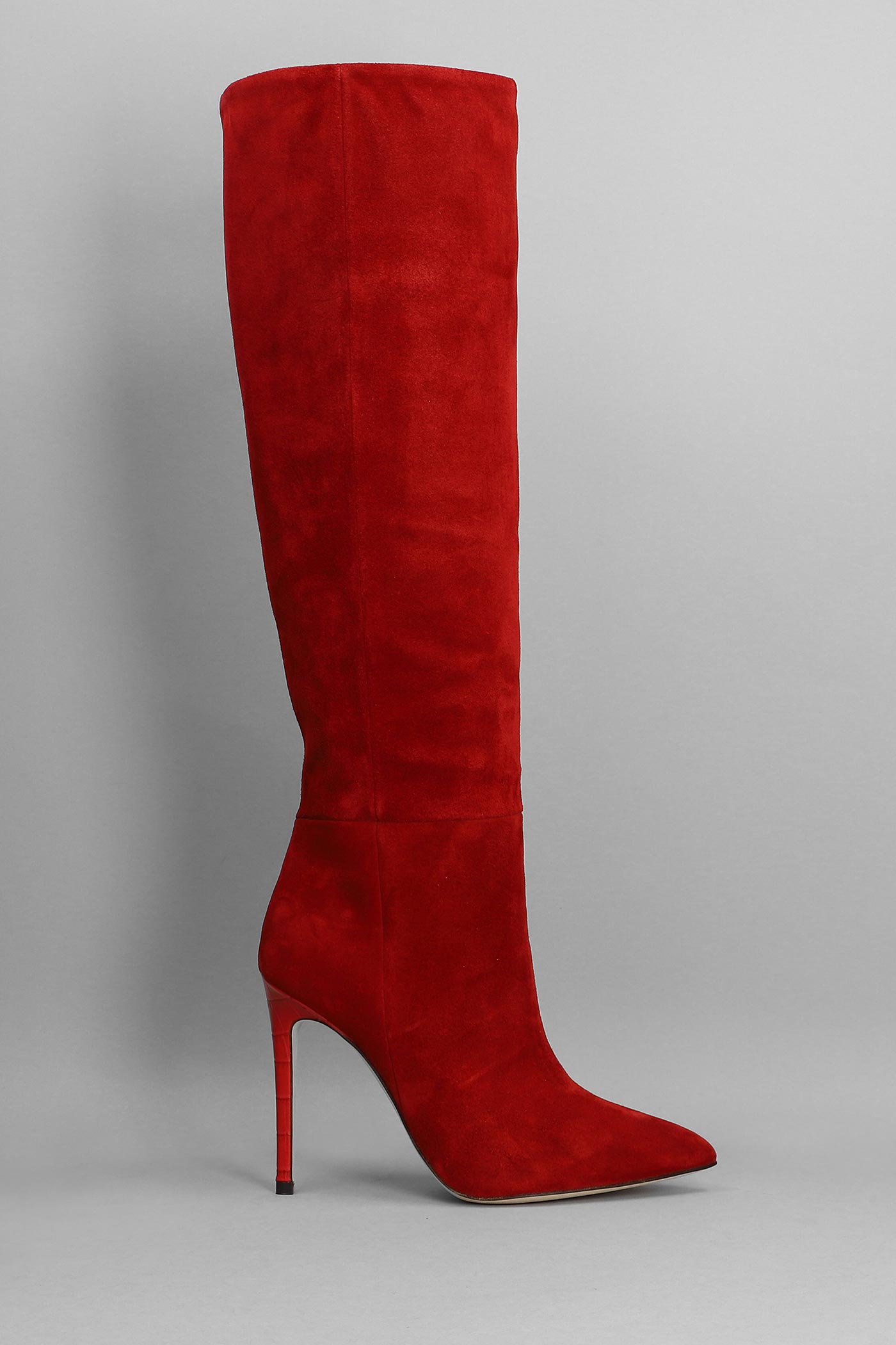 Paris Texas High Heels Boots In Red Suede