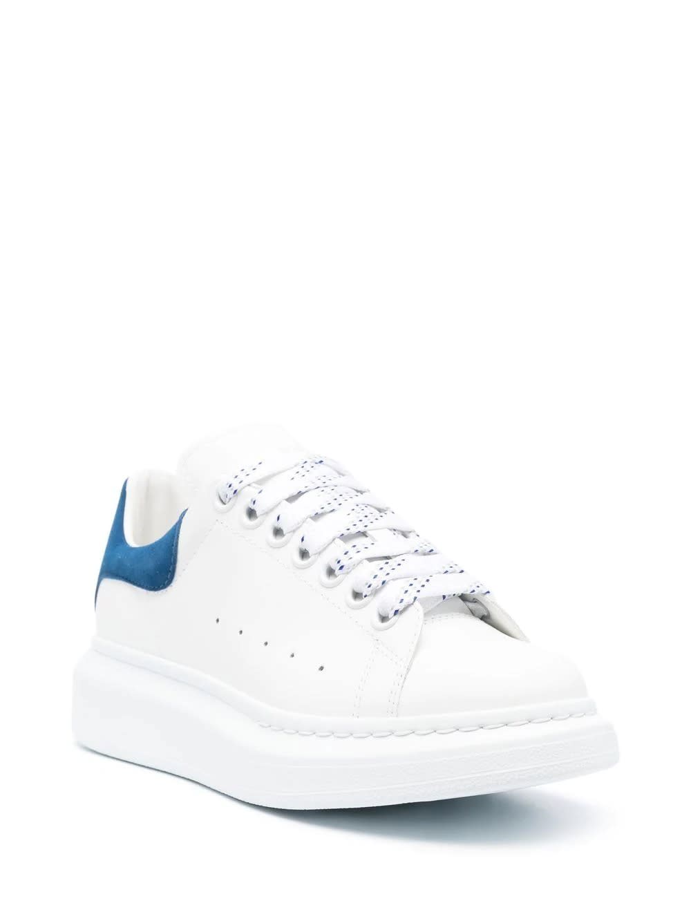 Shop Alexander Mcqueen White Oversized Sneakers With Paris Blue Suede Spoiler