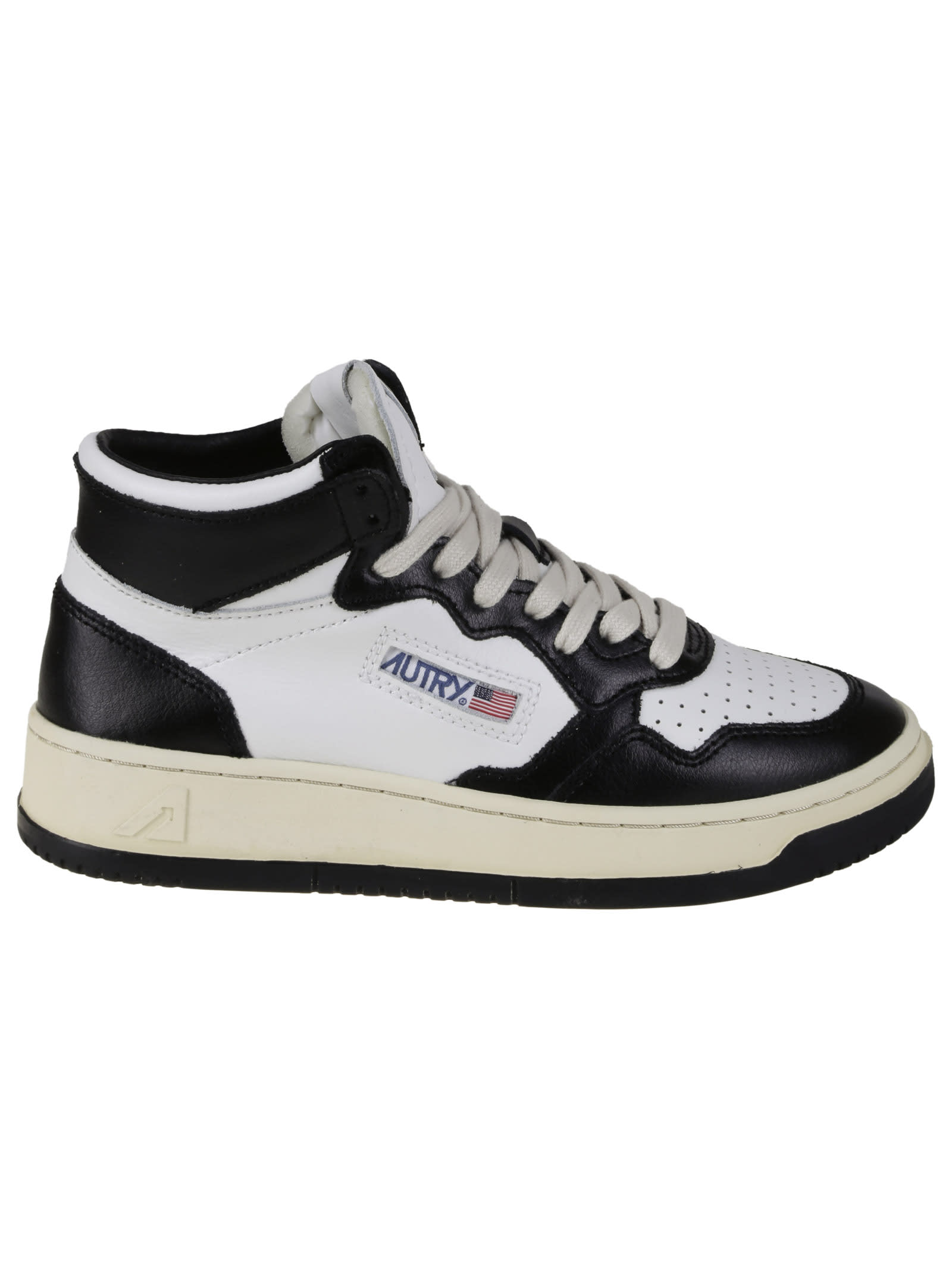 Autry High-top Lace-up Sneakers In White Black
