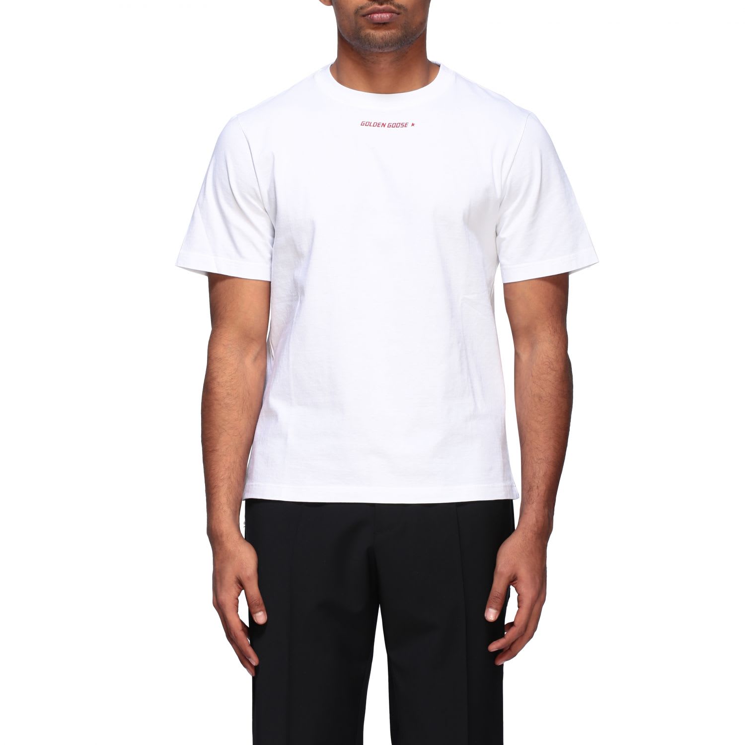 GOLDEN GOOSE CREW NECK T-SHIRT WITH BACK PRINT,11262930