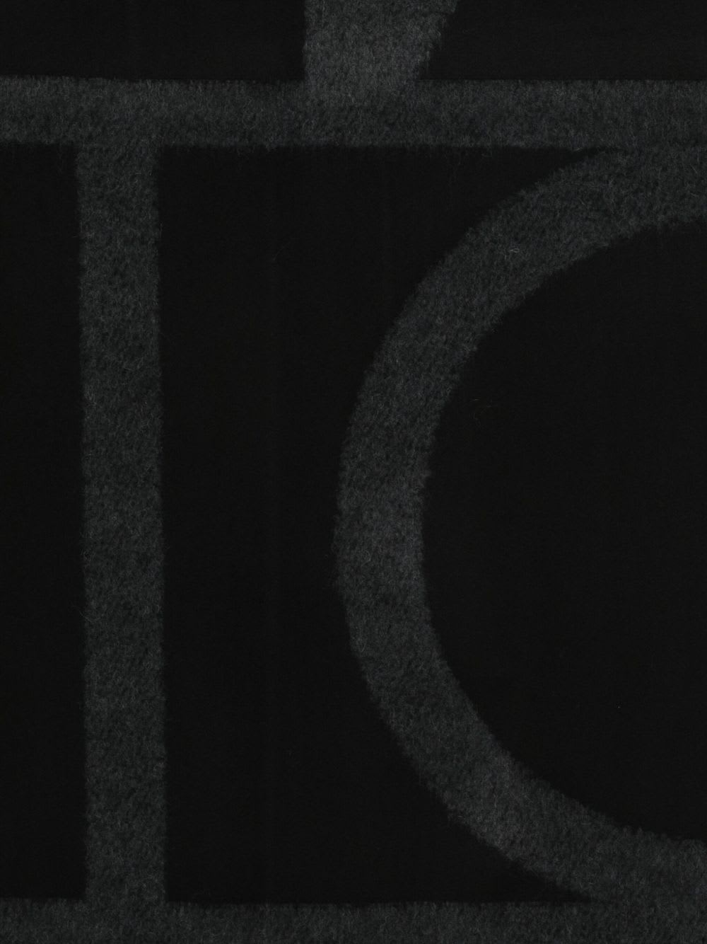 Totême Geometric Pattern Wool Scarf With Soft Texture In Black