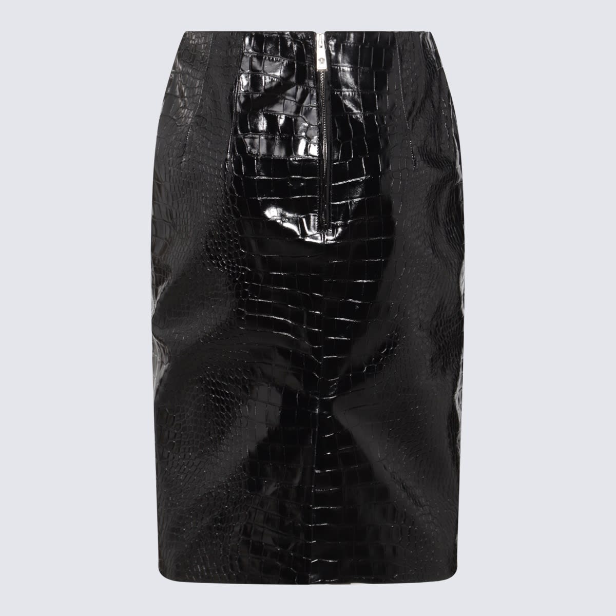 Shop Versace Black Leather Skirt