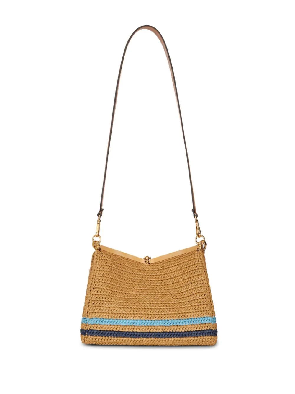 Shop Etro Vela Medium Bag In Raffia With Embroidery In Brown